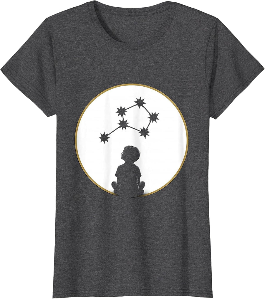 Women's Autism Awareness Child Gazing at Stars Design T-Shirt - Dark Heather Grey