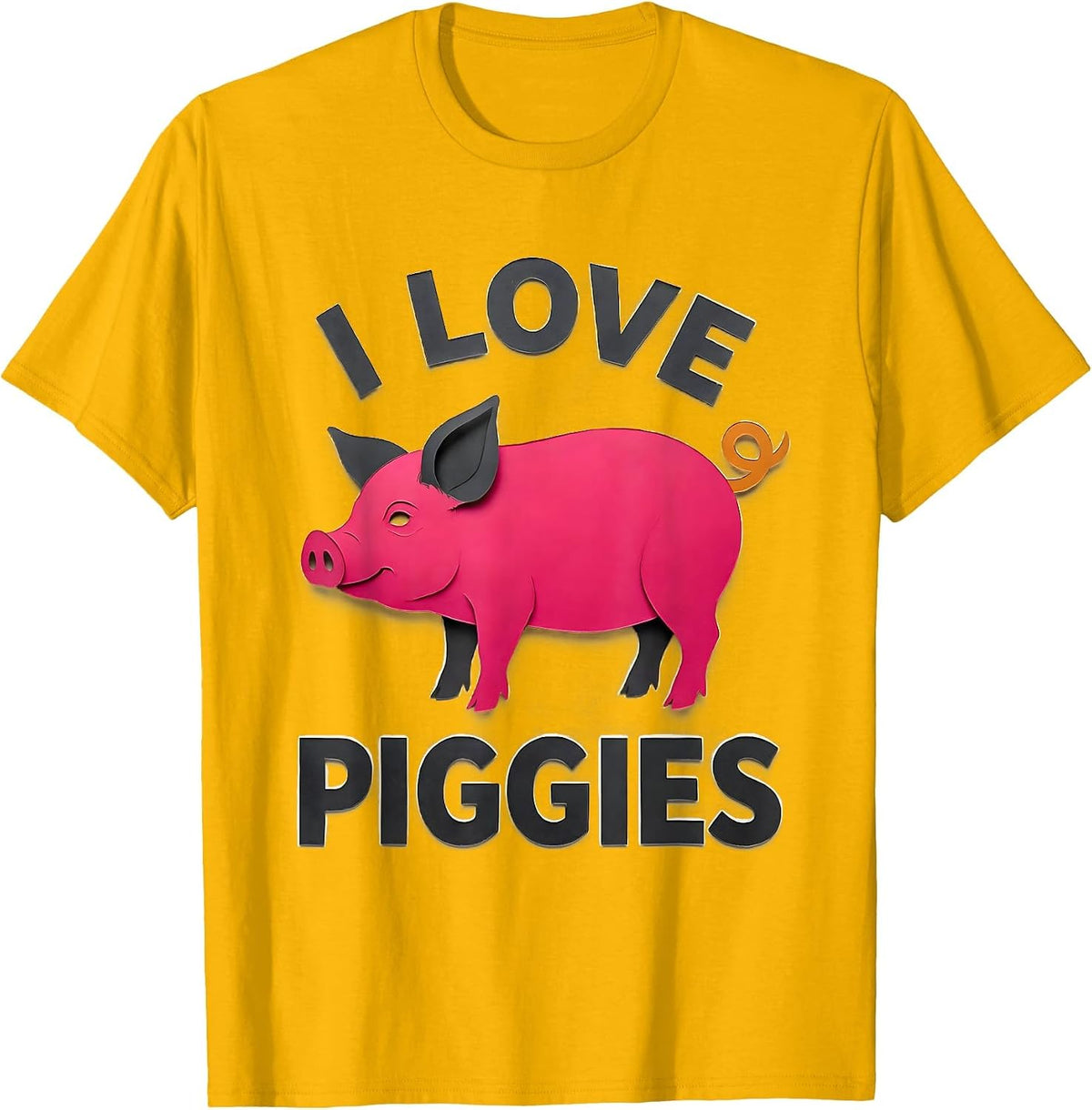 I Love Piggies Cute Pig Farm Animal Lover Humor T-Shirt - Golden Yellow