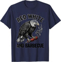 Red White and Barbecue Patriotic BBQ Design T-Shirt - Navy Blue