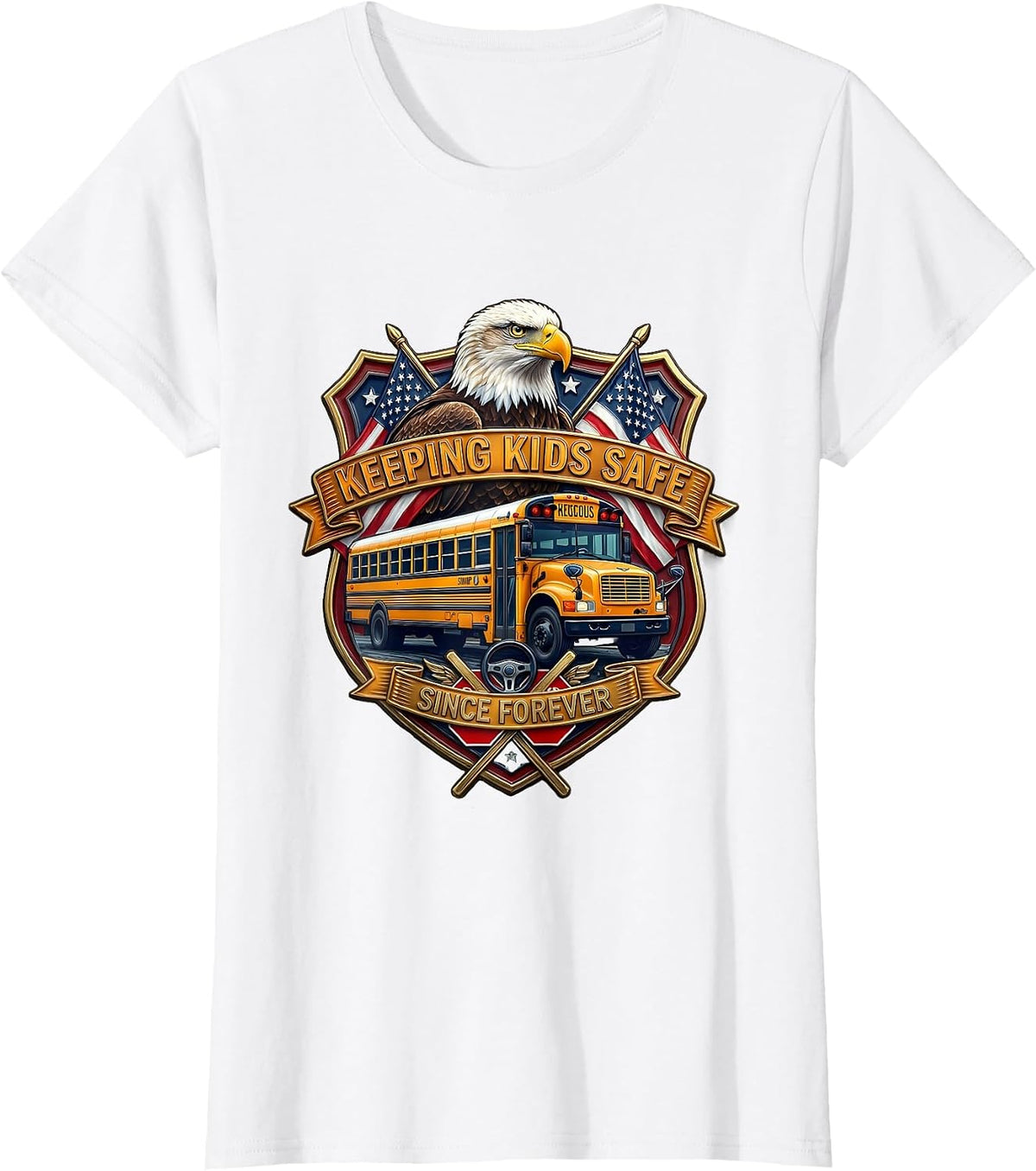 Keeping Kids Safe Since Forever School Bus Driver T-Shirt - White