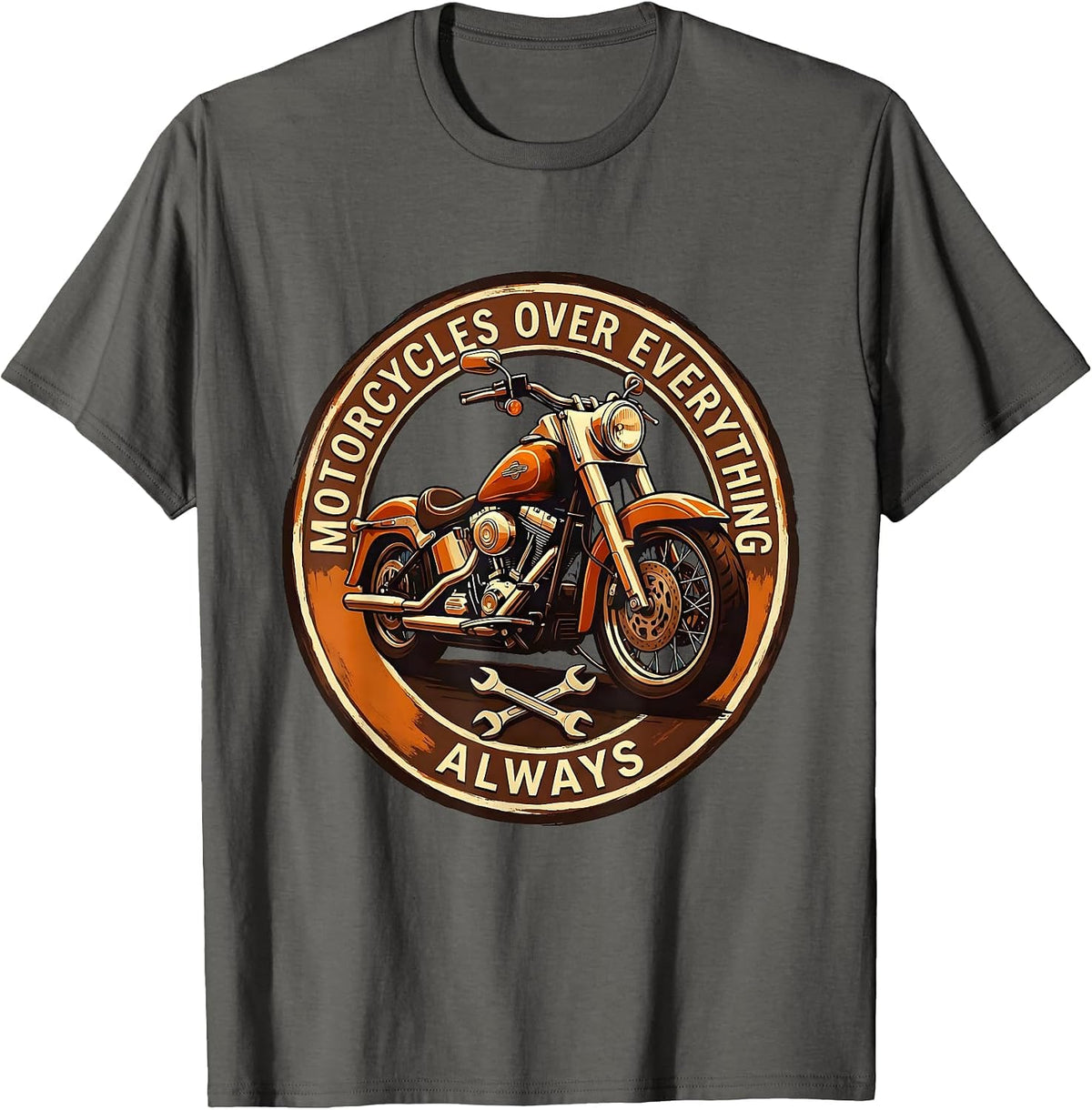 Men's Motorcycles Over Everything Always Biker Design T-Shirt - Asphalt Grey
