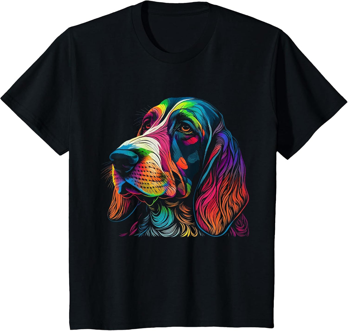 Basset Hound Colorful Pop Art Splash Art Tie Dye T-Shirt - Black