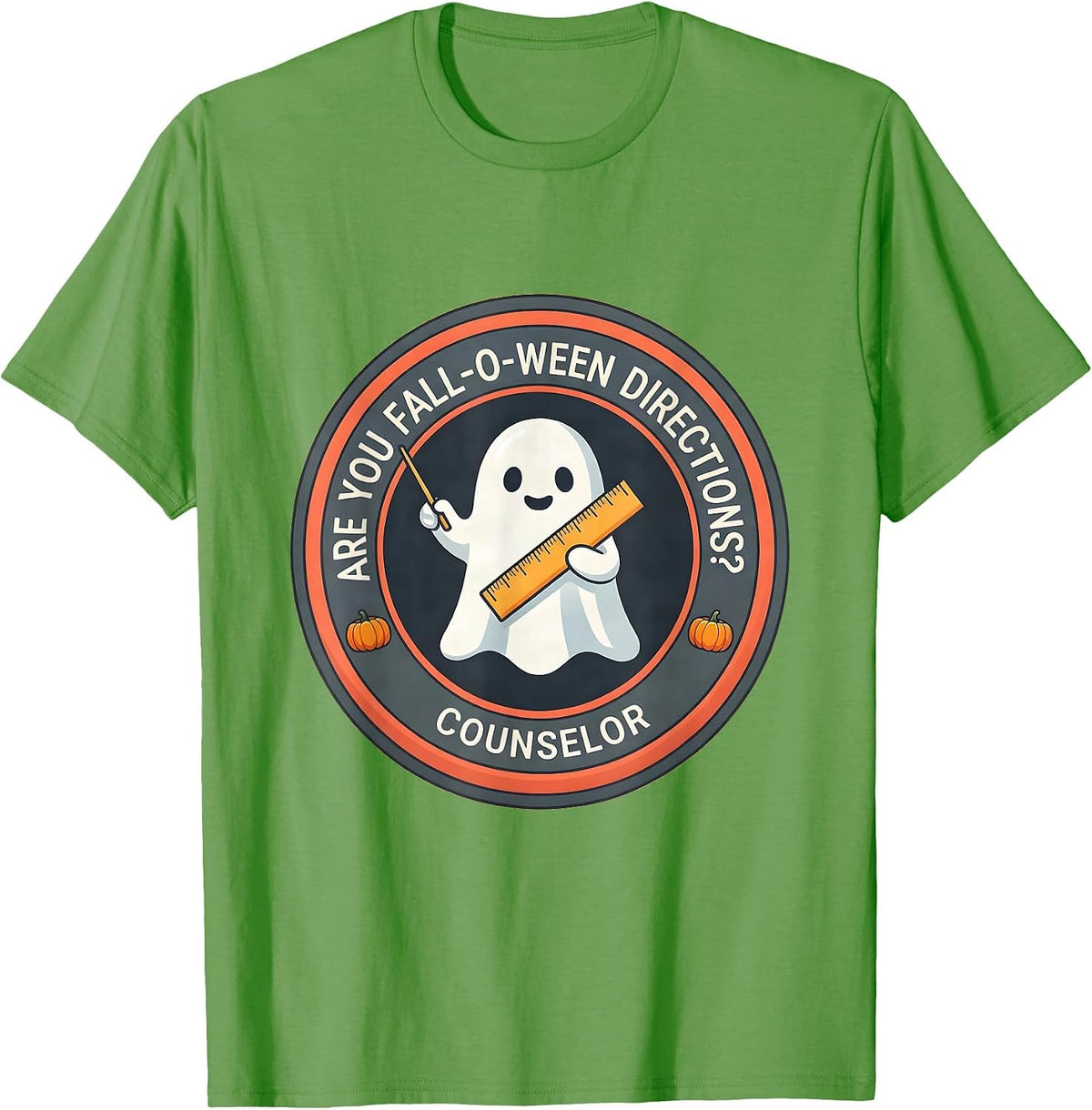 Men's Are You Fall-O-Ween Directions? Counselor Teacher T-Shirt - Grass Green