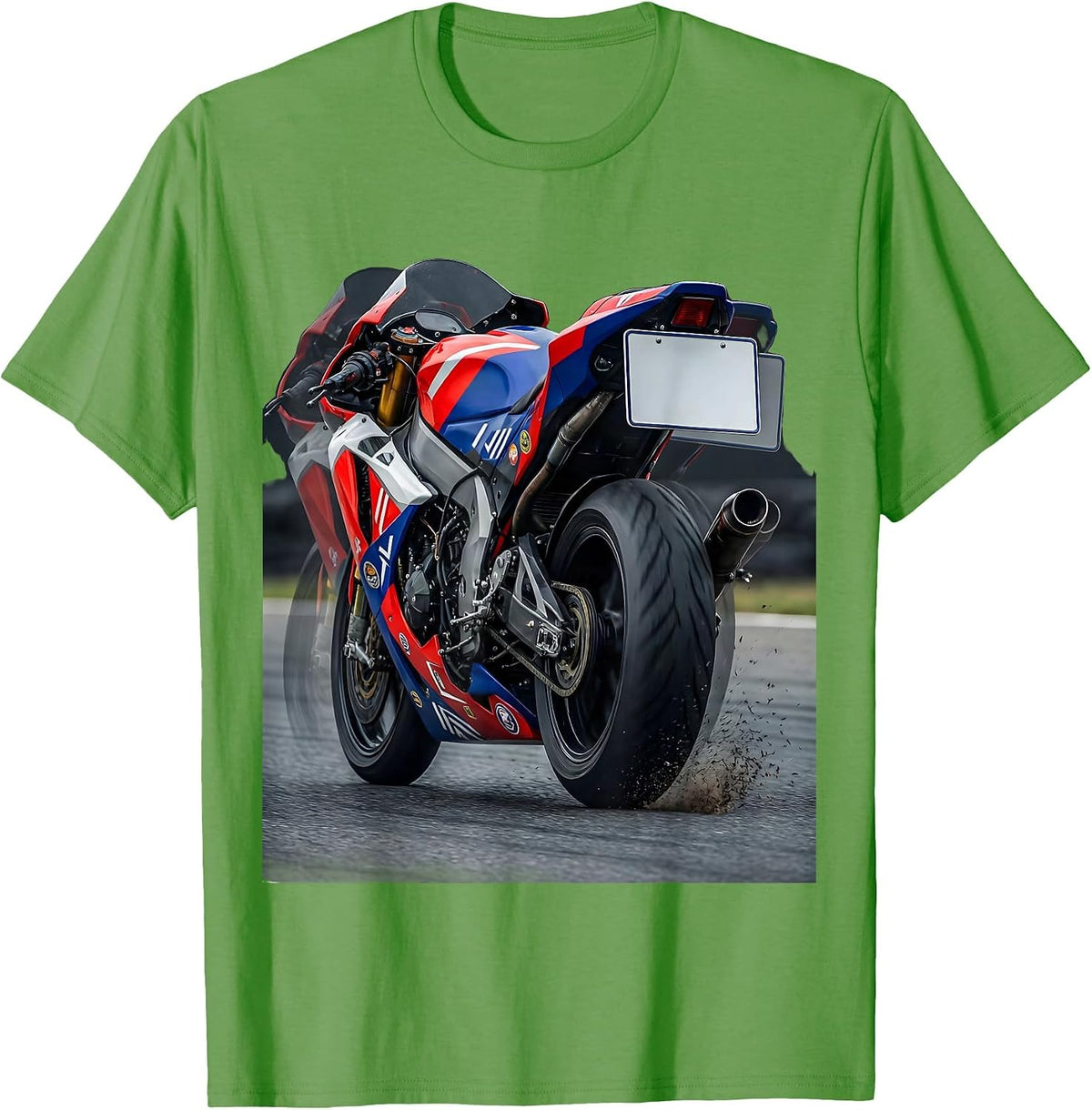 Men's Racing Livery Motorcycle Lean Into It Biker Humor T-Shirt - Grass Green