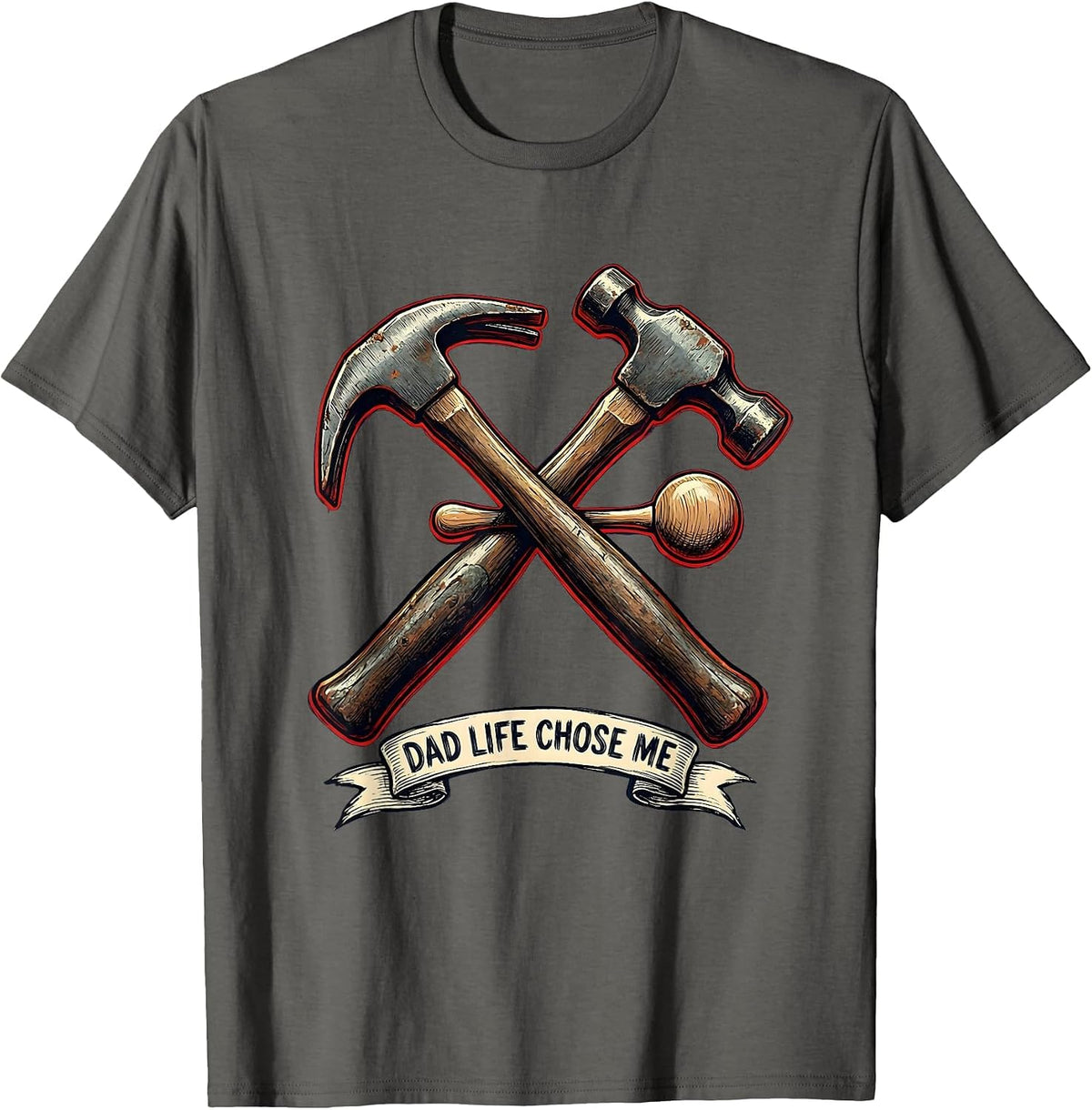 Men's Dad Life Chose Me Funny Father Design T-Shirt - Asphalt Grey