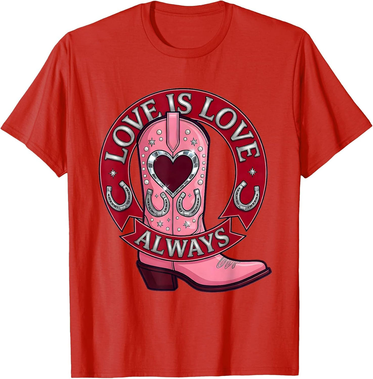 Men's Love Is Love Always Gay Pride Graphic Design T-Shirt - Red