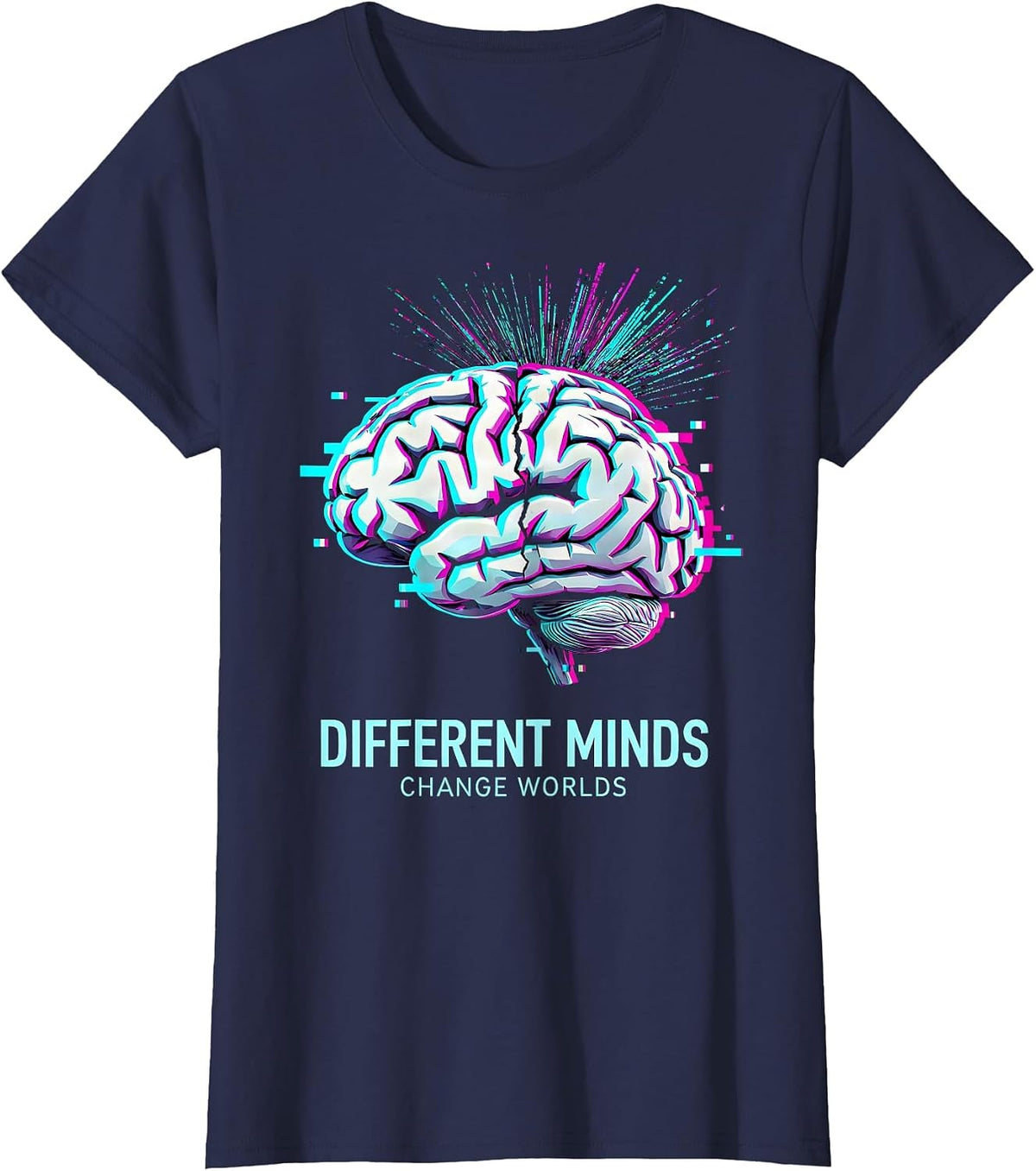 Women's Different Minds Change Worlds Autism Awareness T-Shirt - Navy Blue
