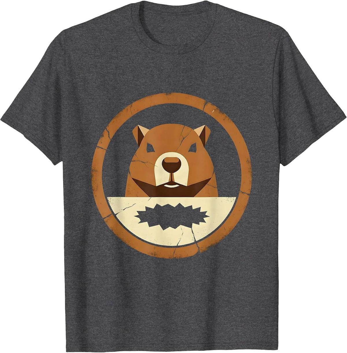 Men's I Smell Snow Groundhog Emerging From Snowy Hole T-Shirt - Dark Heather Grey