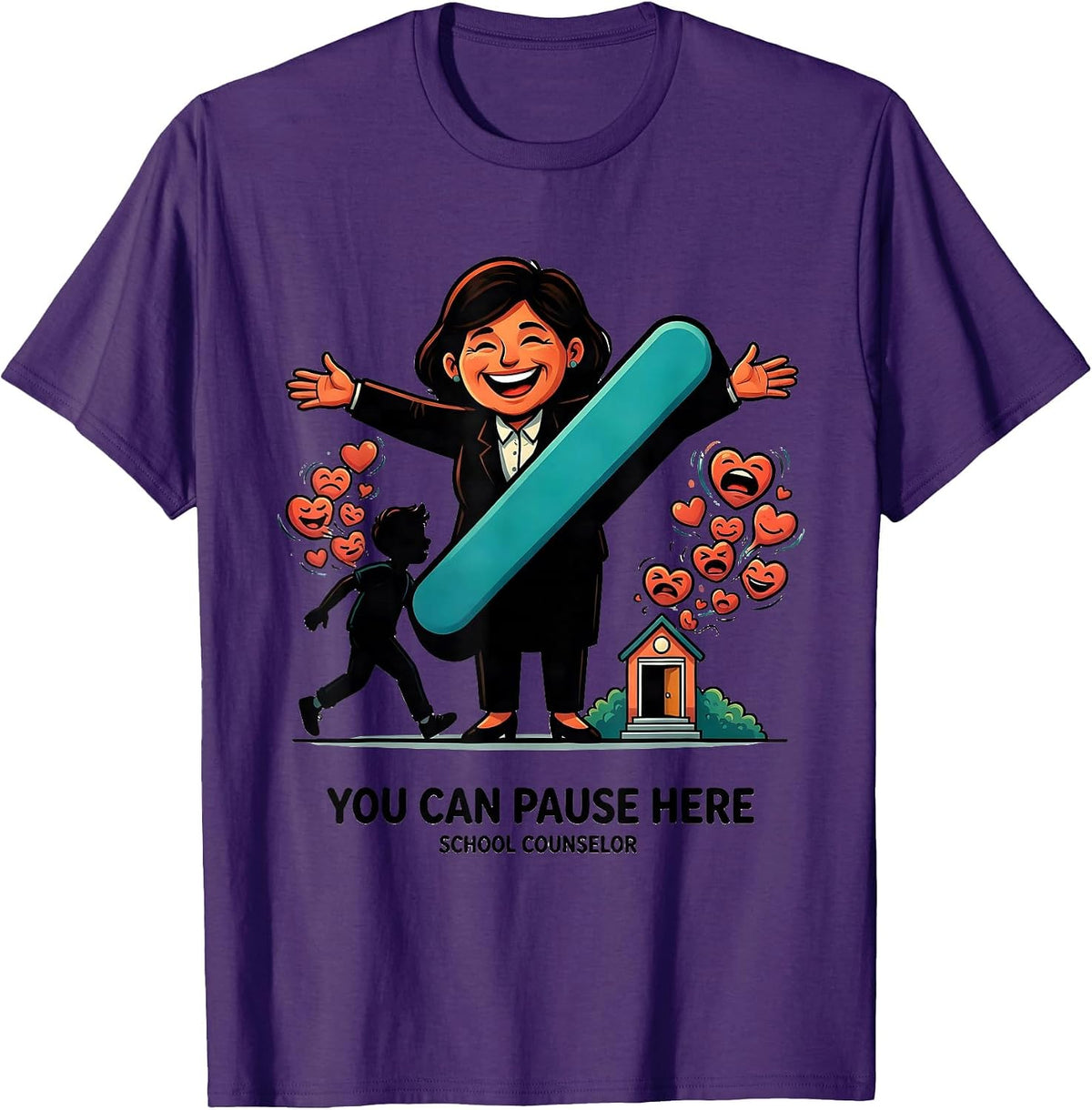 Men's You Can Pause Here — School Counselor Funny Appreciation T-Shirt - Purple