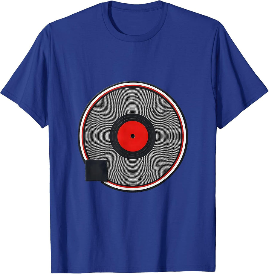 Sealed Vinyl Record Turntable Badge Retro Music Lover T-Shirt - Royal Blue