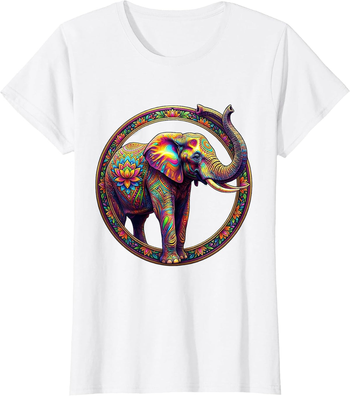 Autism Awareness Elephant Colorful Painted Pattern T-Shirt - White