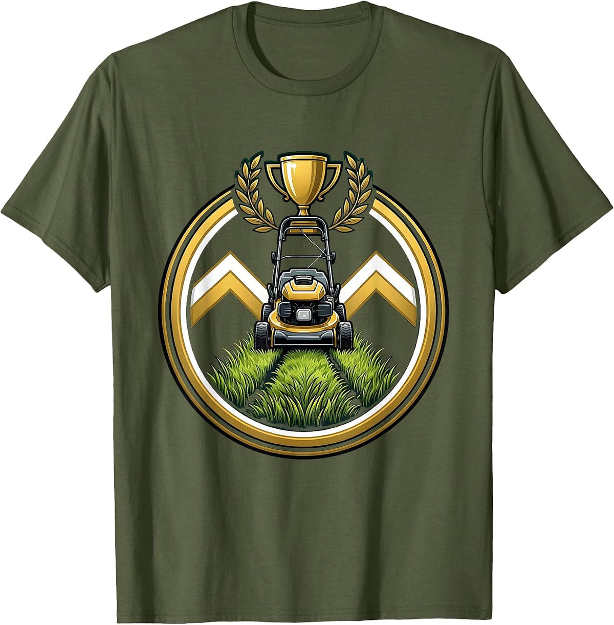 Men's Proud Bad Lawn Mowing Dad Graphic T-Shirt - Olive Green