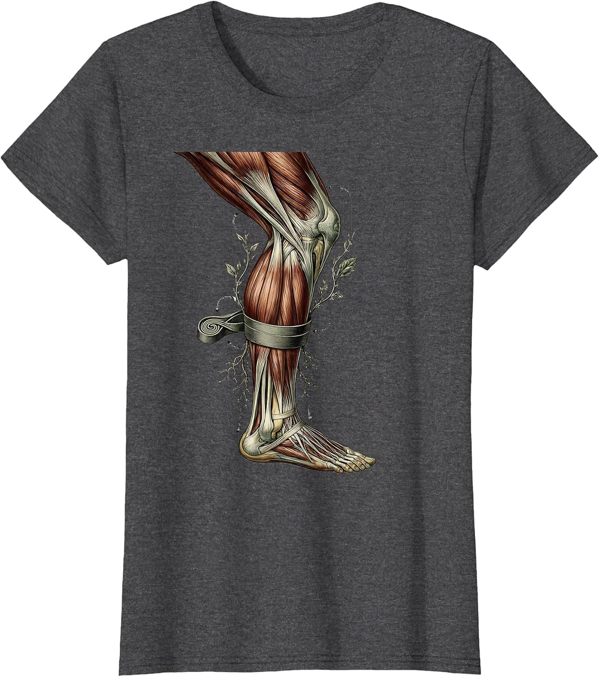 Women's Physical Therapy Resistance Band Leg Exercise Graphic T-Shirt - Dark Heather Grey