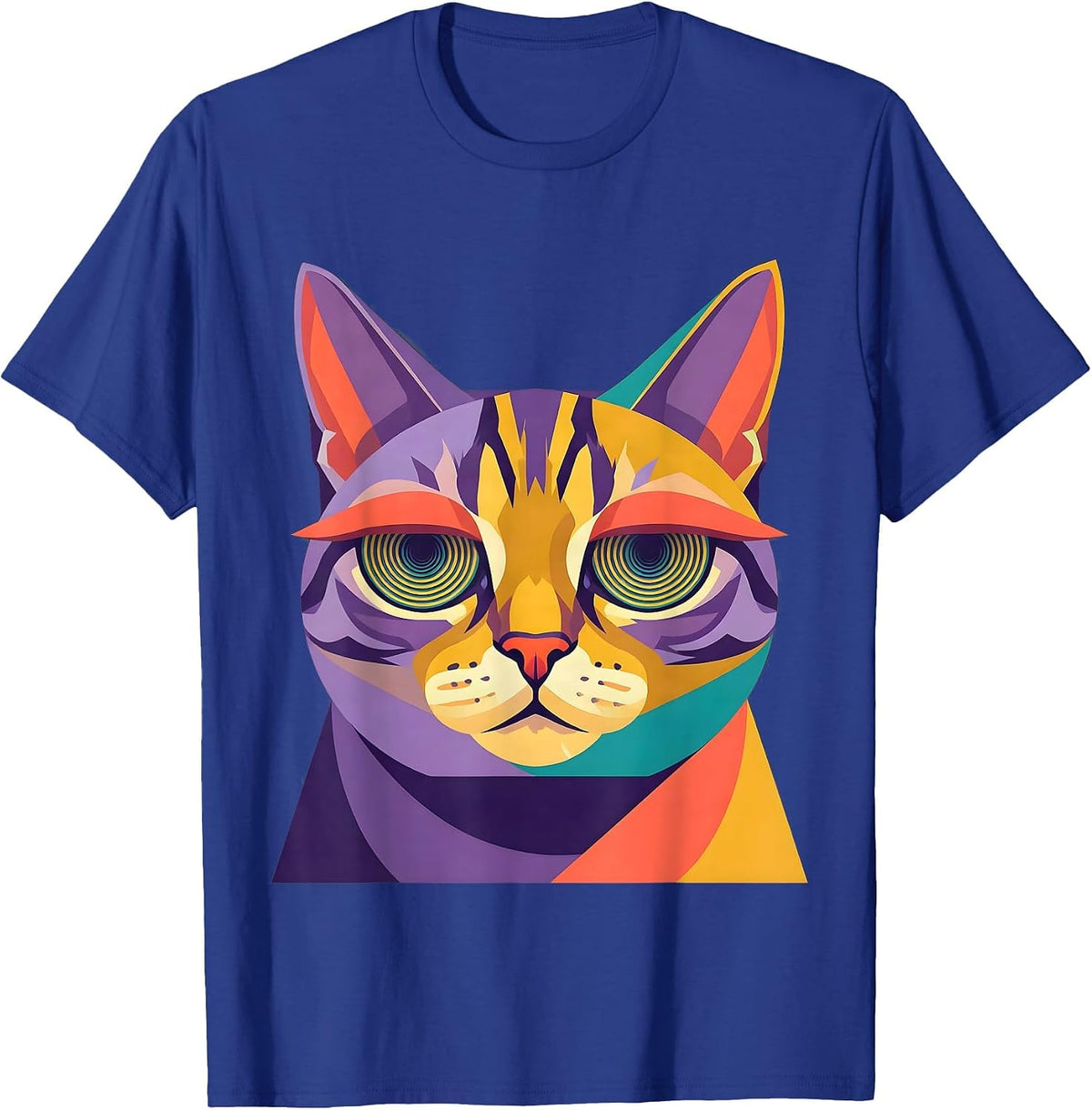 Hypnotic Cat Spiral Eyes Autism Awareness Design T-Shirt - Royal Blue