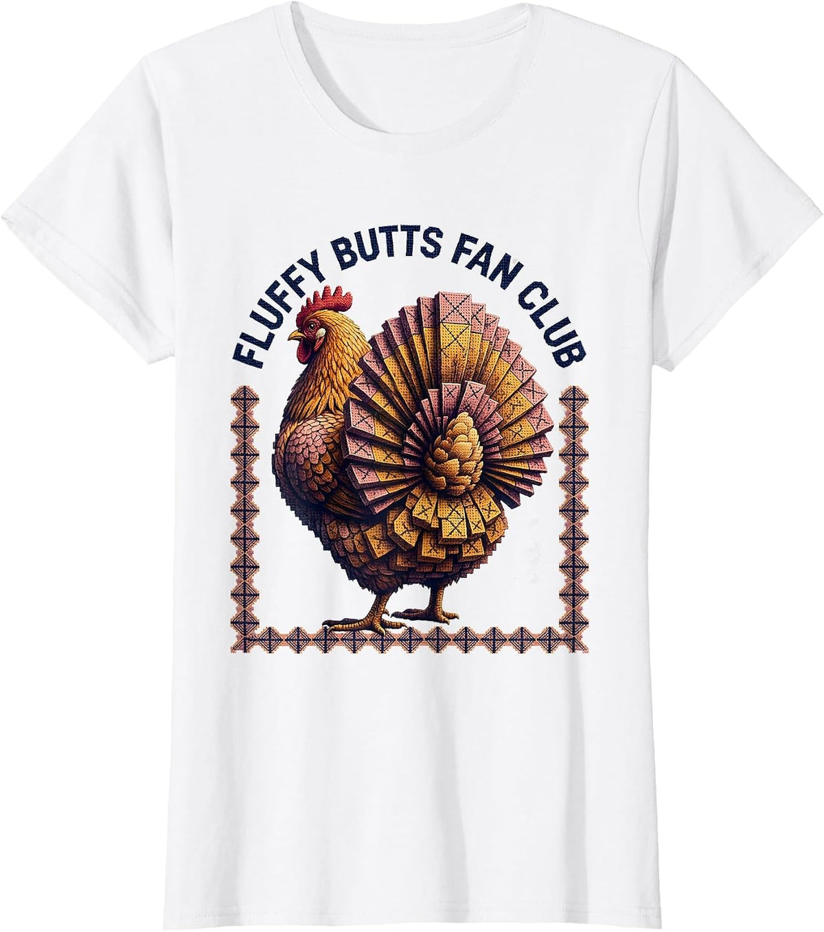 Fluffy Butts Fan Club Chicken Lover Design T-Shirt - White