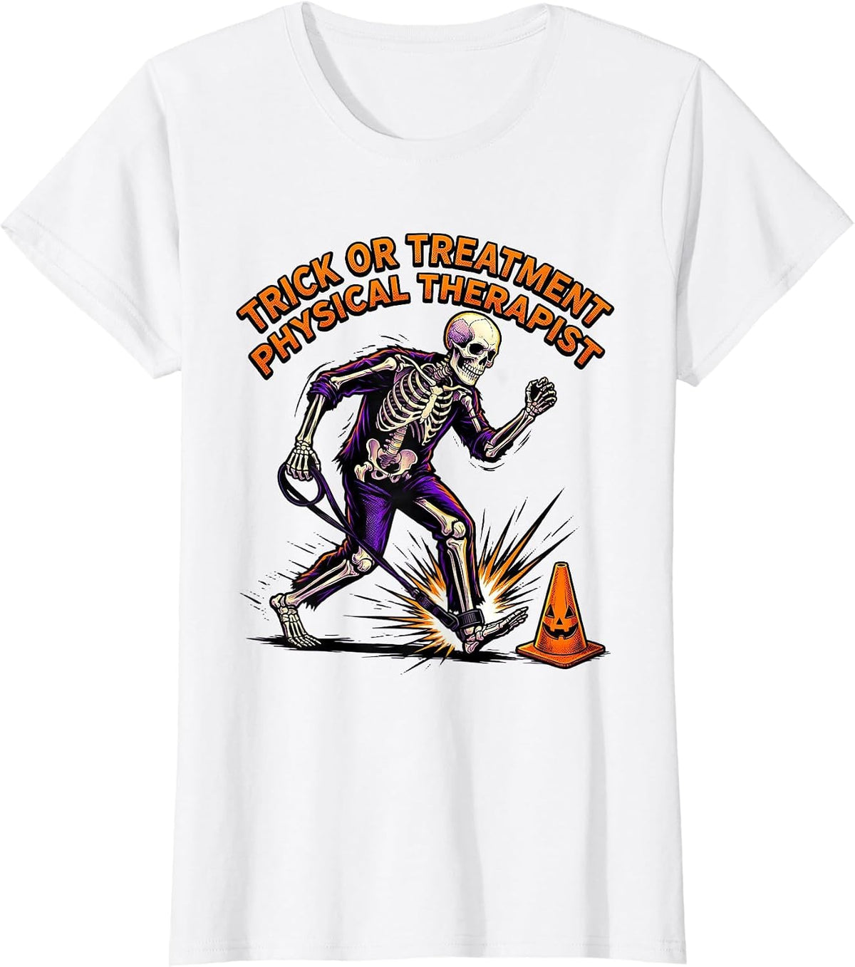 Trick Or Treatment Physical Therapist Halloween Comic Book T-Shirt - White