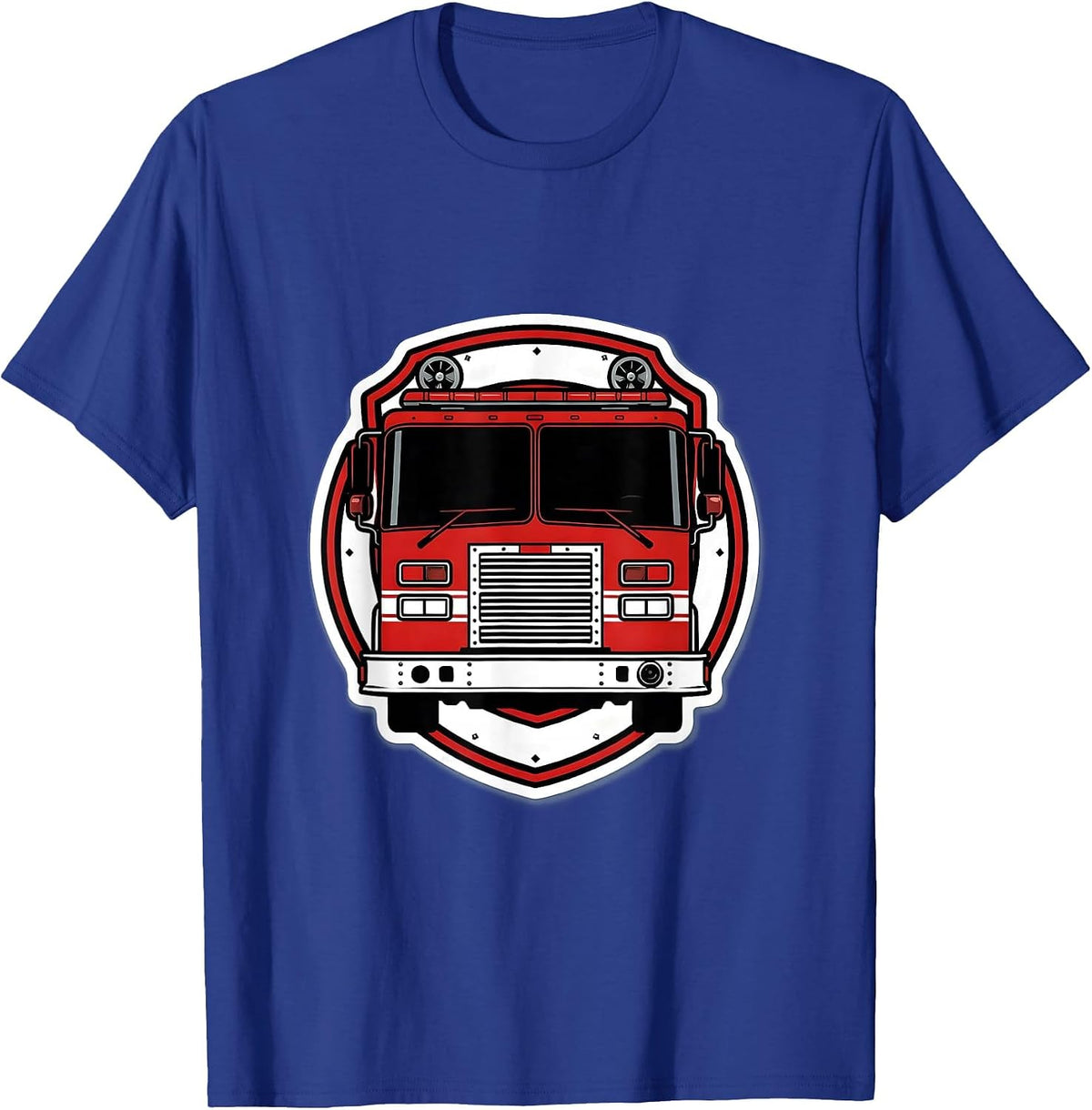 Fire Engine Shield Firefighter Pride Humor T-Shirt - Royal Blue