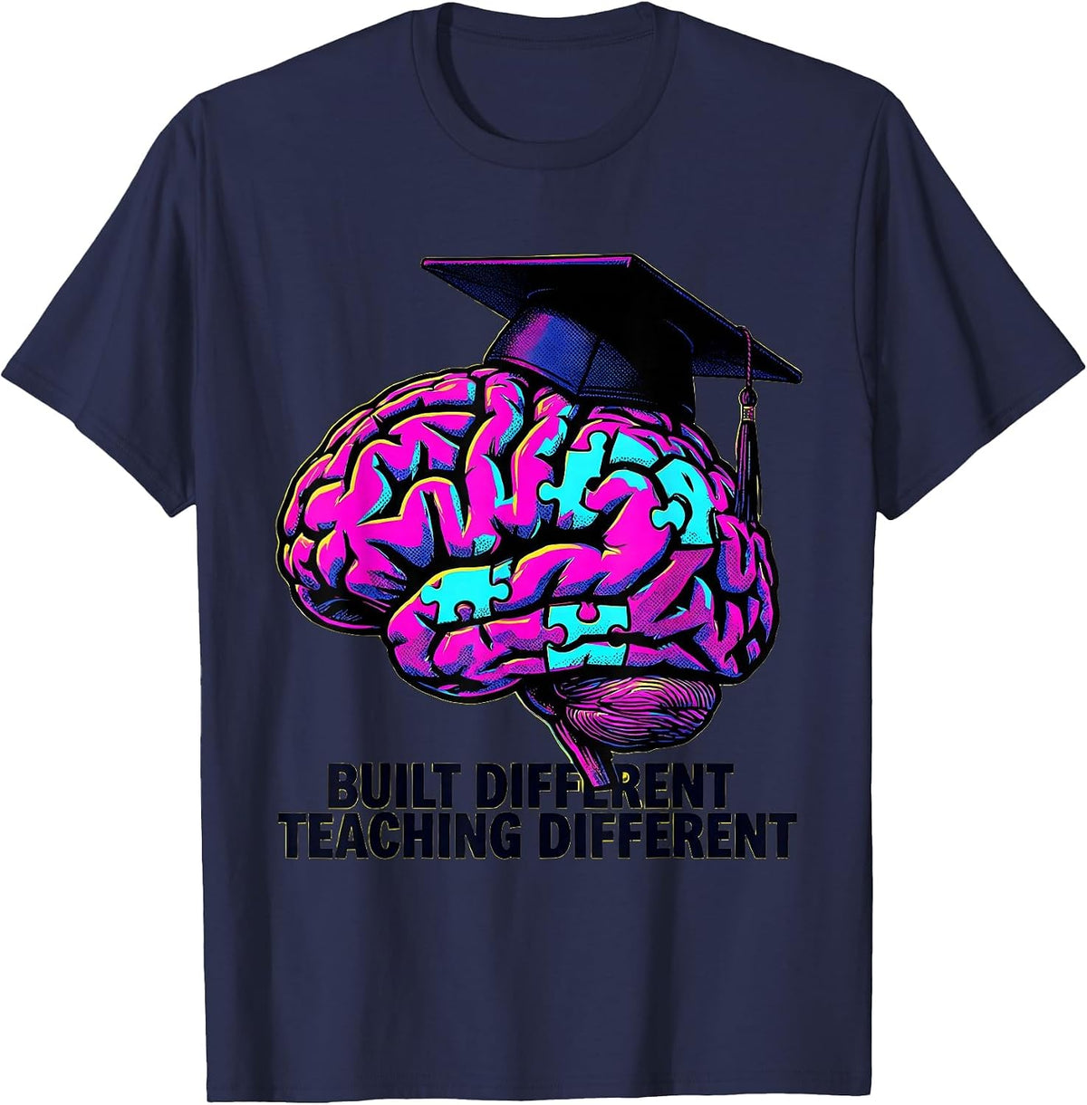 Built Different Teaching Different Special Ed Teacher T-Shirt - Navy Blue