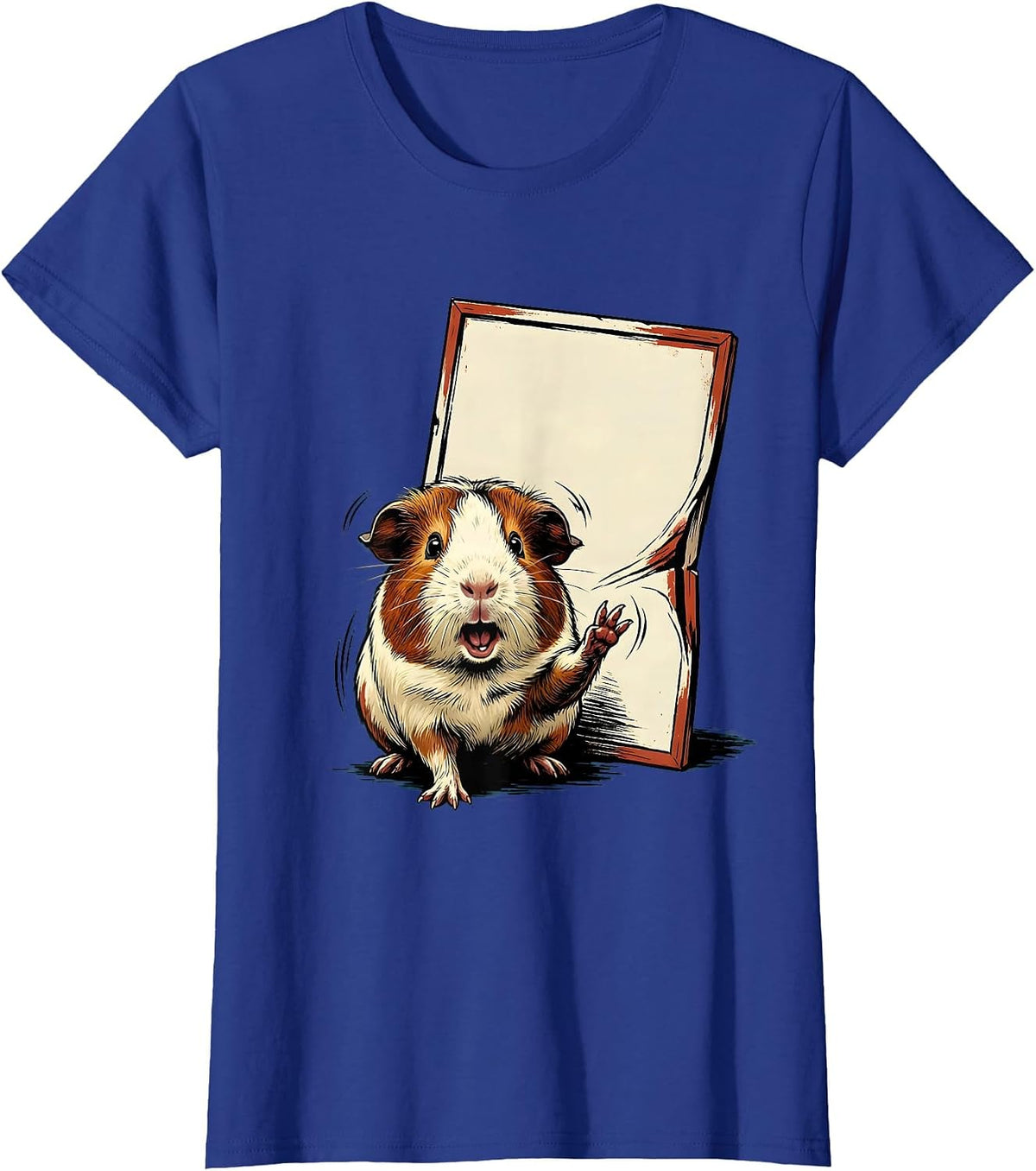 Women's Guinea Pig Showcard Sign Cavy Lover Humor T-Shirt - Royal Blue