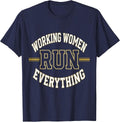 Working Women Run Everything Labor Day Design T-Shirt - Navy Blue