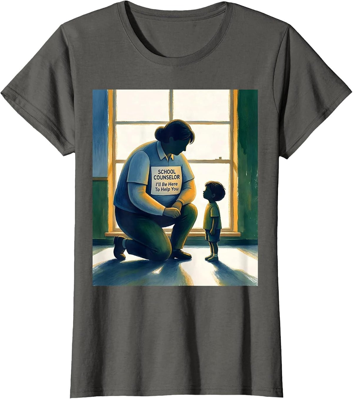 Women's School Counselor I’ll Be Here To Help You Funny T-Shirt - Asphalt Grey