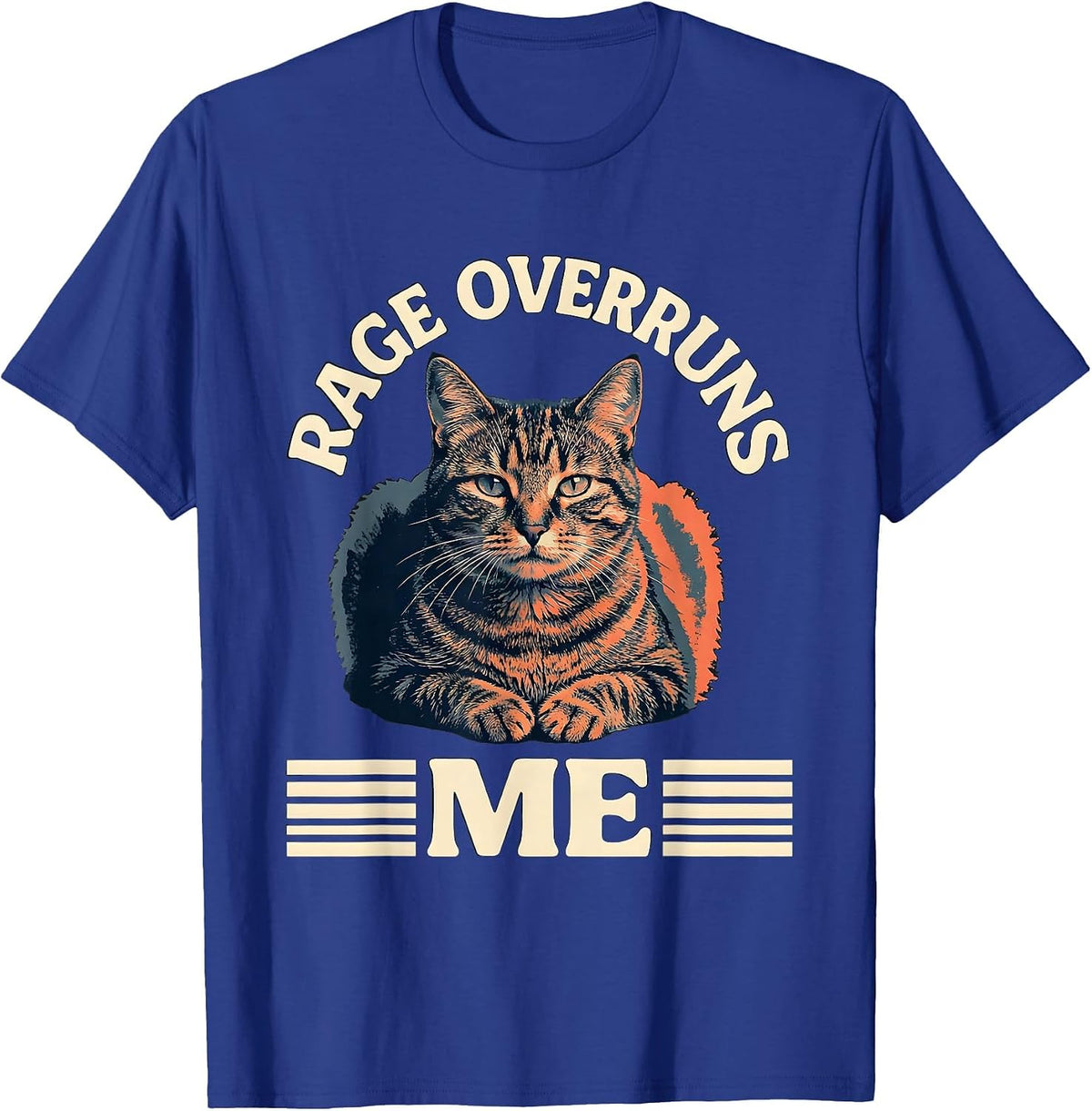 Men's Rage Overruns Me Funny Staring Cat Meme Sarcastic Gift T-Shirt - Royal Blue