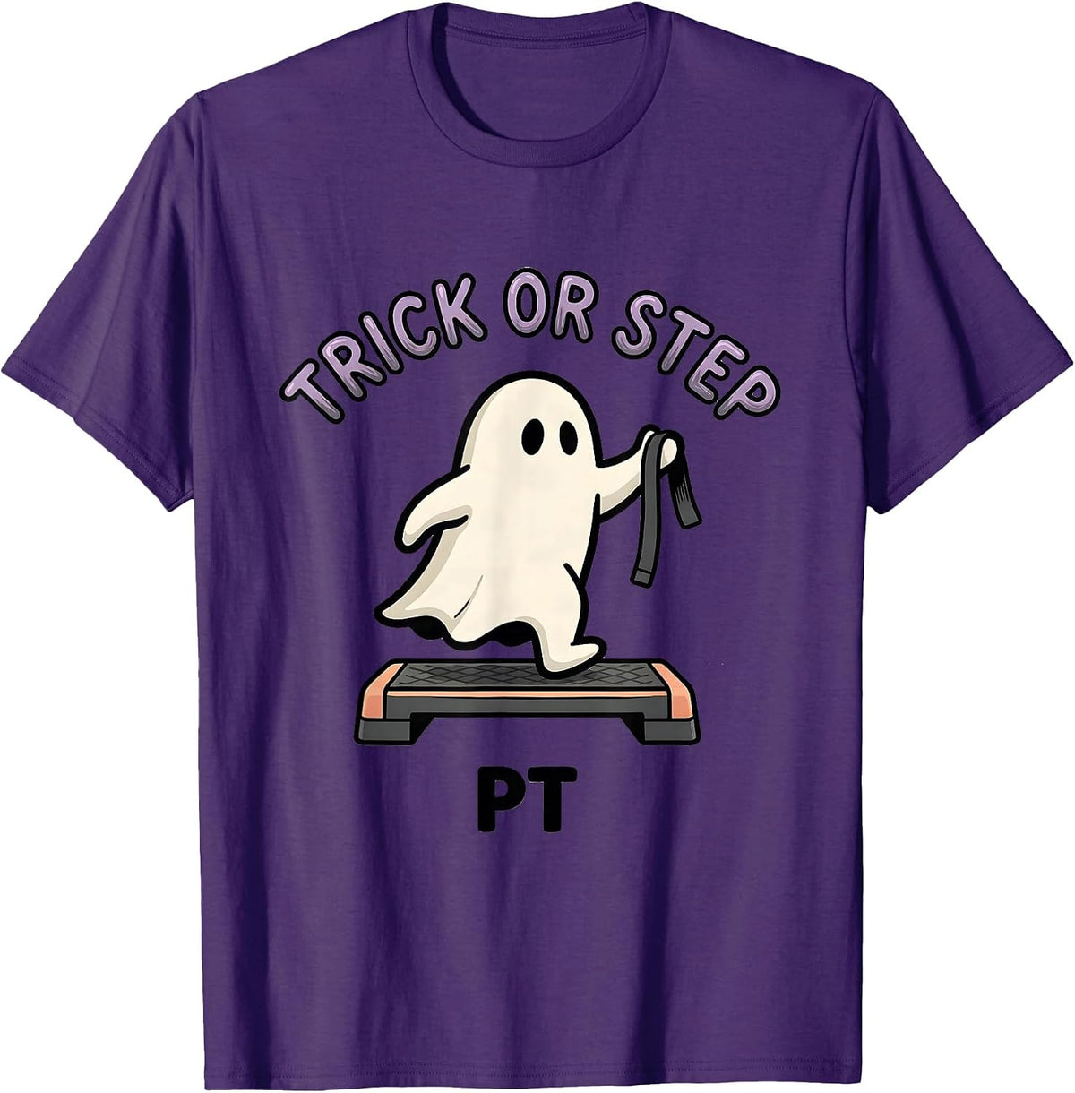 Men's Trick Or Step PT Halloween Physical Therapy Ghost Therapist T-Shirt - Purple