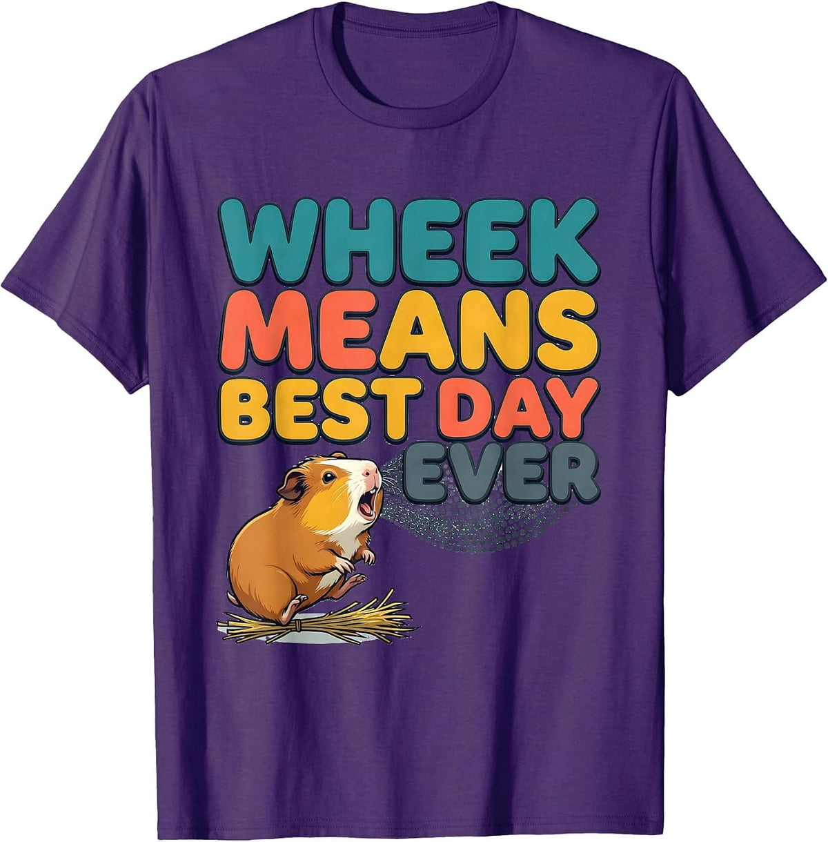 Men's Wheek Means Best Day Ever Funny Guinea Pig Owner Pet Lover T-Shirt - Purple
