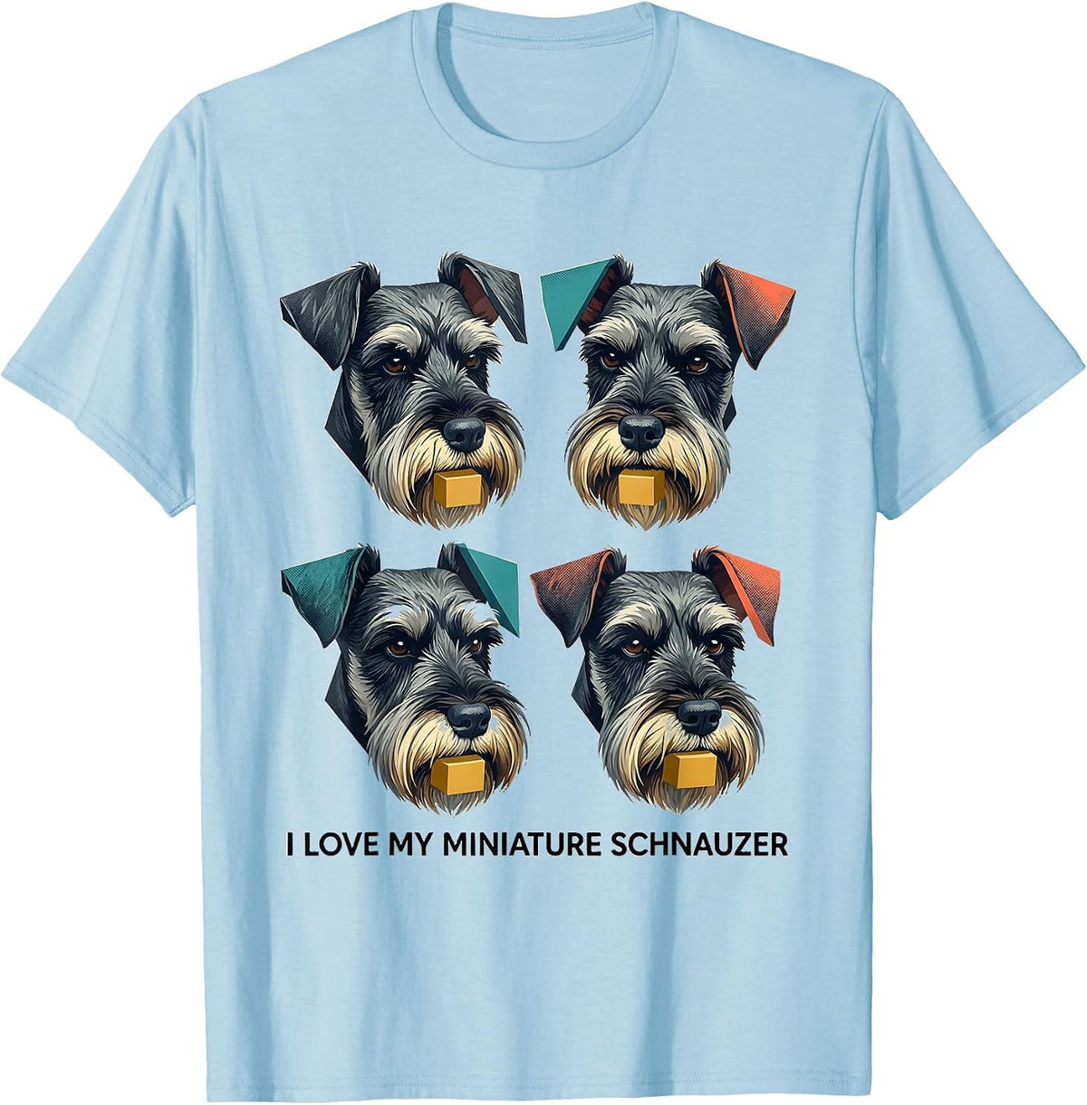 Men's I Love My Miniature Schnauzer Funny Schnauzer Lover Pet T-Shirt - Baby Blue