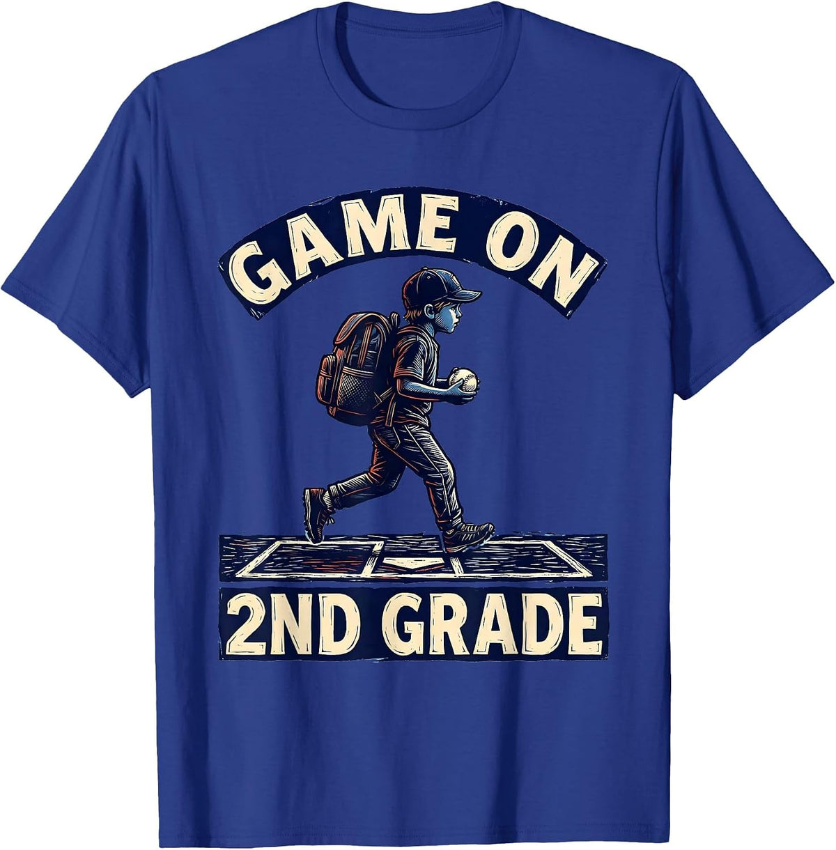 Men's Game On 2nd Grade Back To School Baseball Drip for Boys T-Shirt - Royal Blue