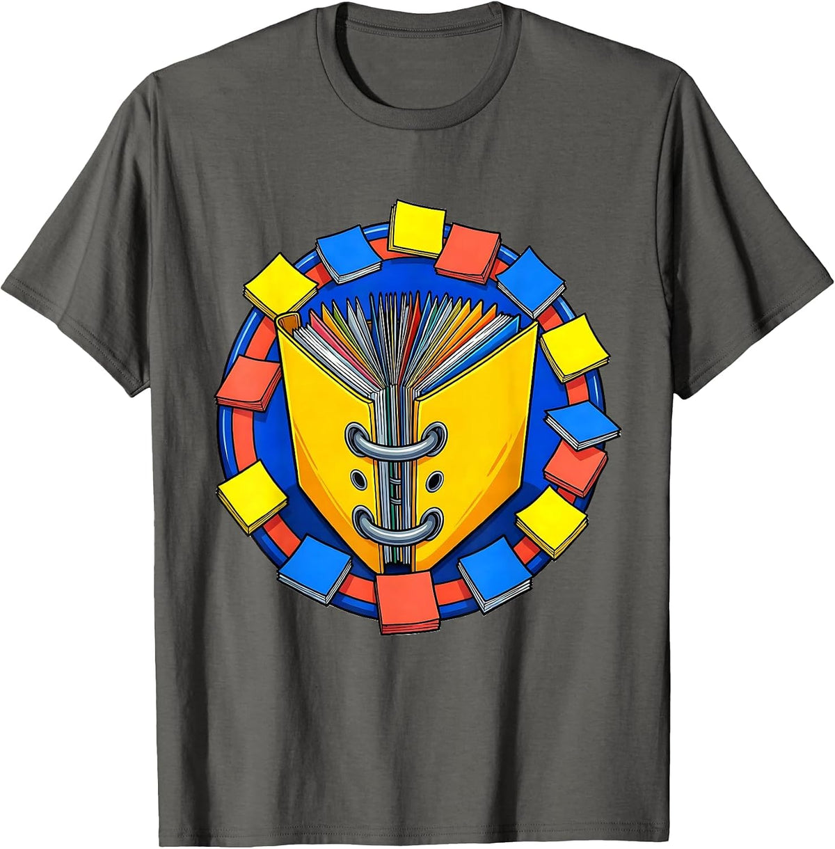 Sped Teacher Binder Sticky Notes Illustration T-Shirt - Asphalt Grey