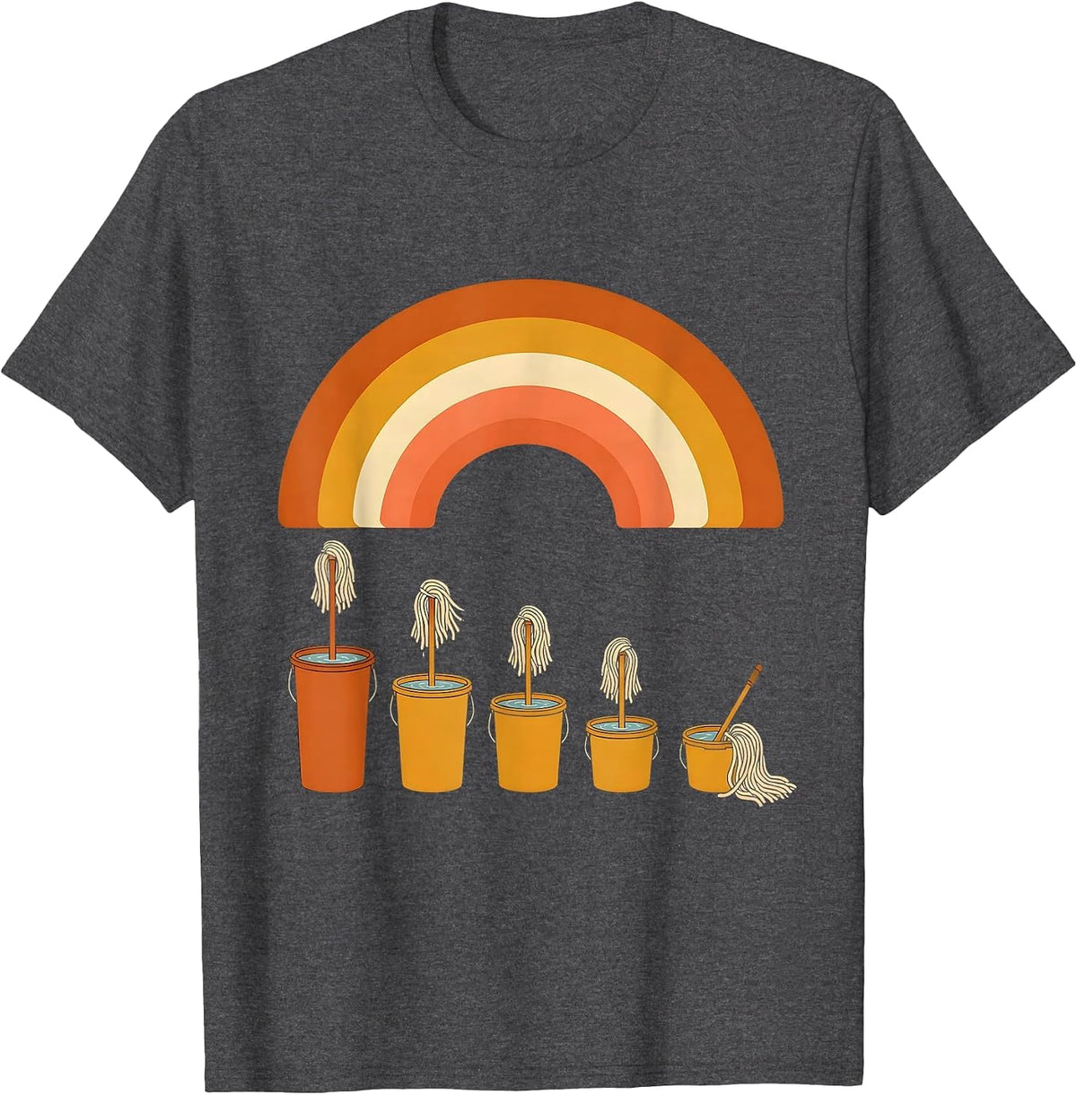 Men's Mop Crew Retro 70s School Custodian Appreciation T-Shirt - Dark Heather Grey