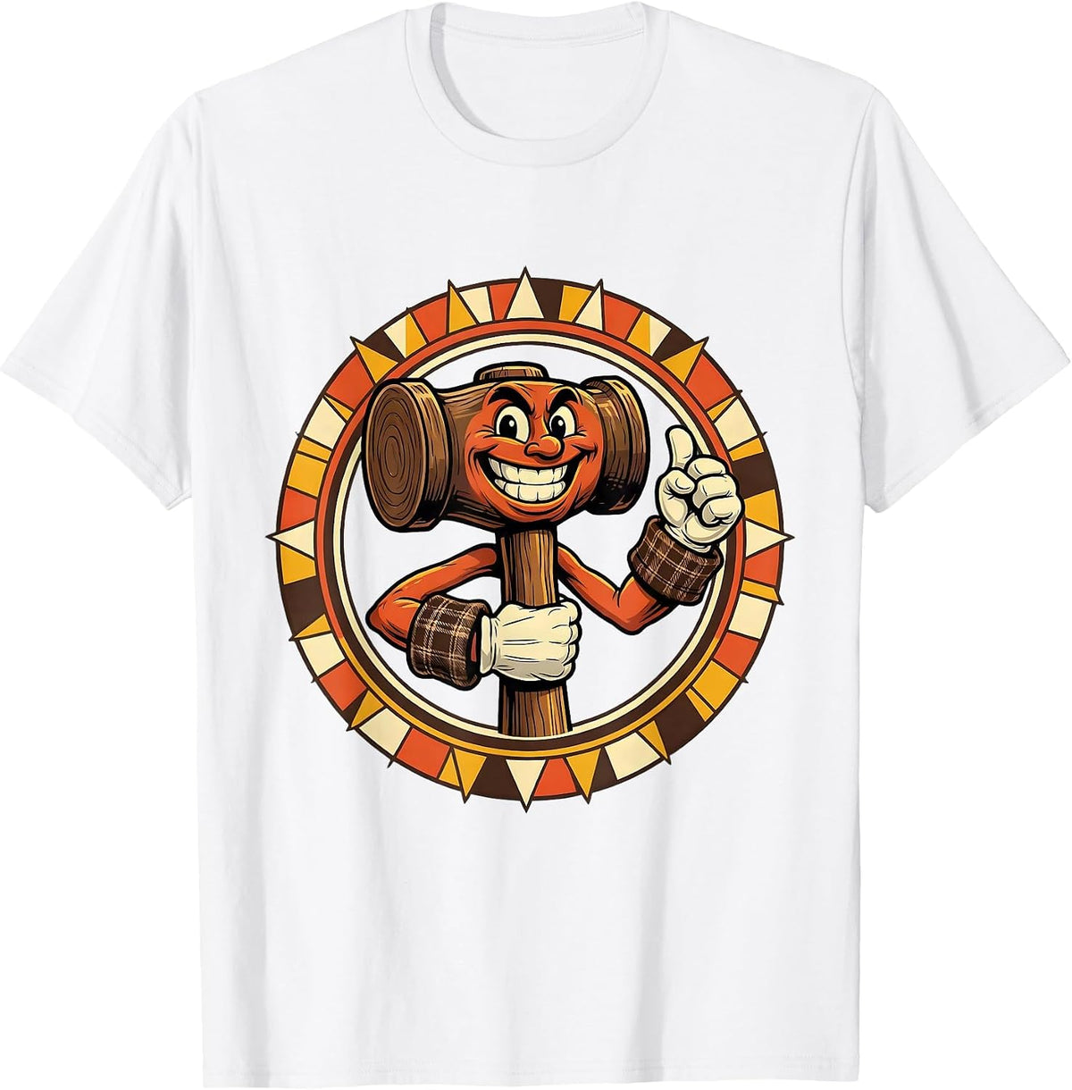 Men's Blue Collar Strength Hammering Nail Graphic Tee T-Shirt - White