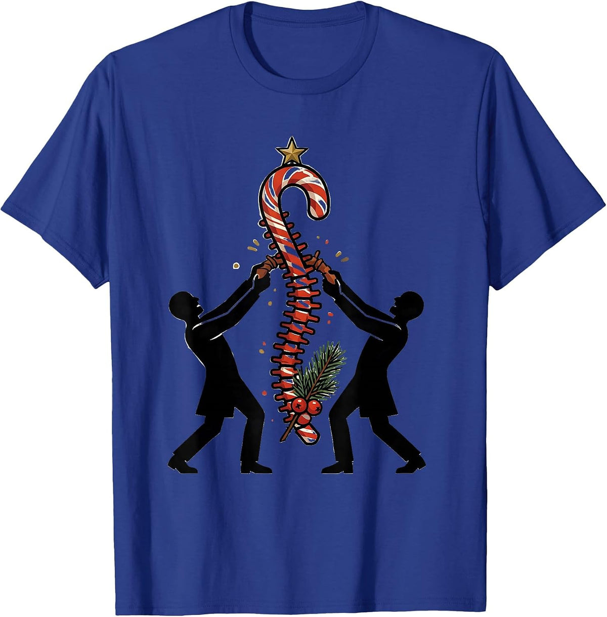 Chiropractor Spine Candy Cane Occupational Humor Christmas T-Shirt - Royal Blue