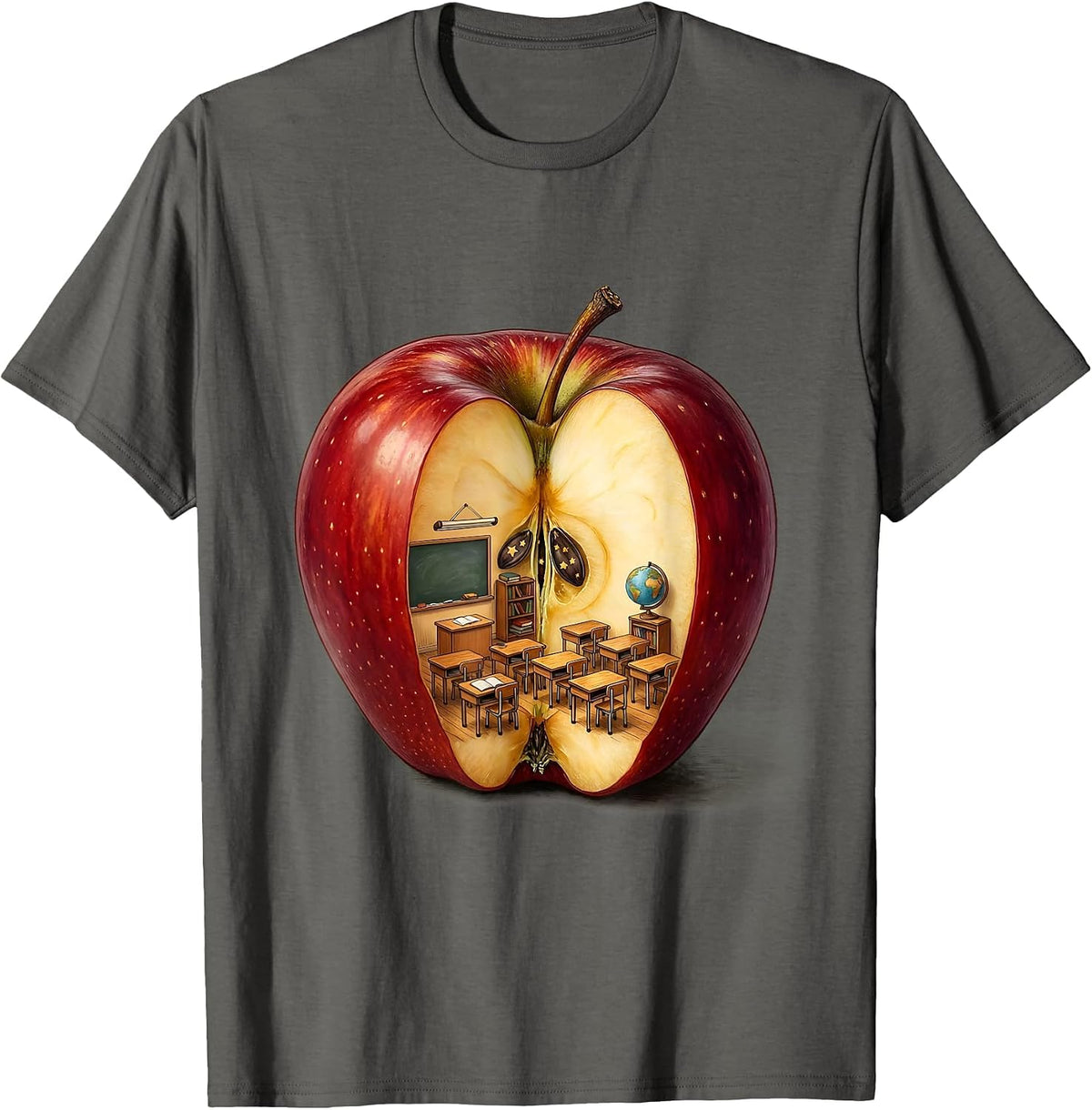 Special Education Teacher Apple Classroom Graphic T-Shirt - Asphalt Grey