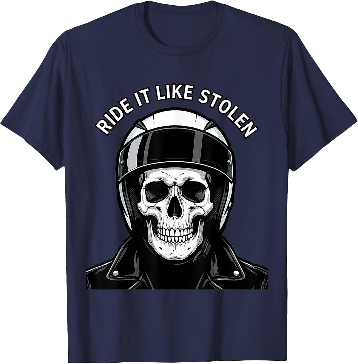Men's Ride It Like Stolen Motorcycle Biker Design T-Shirt - Navy Blue