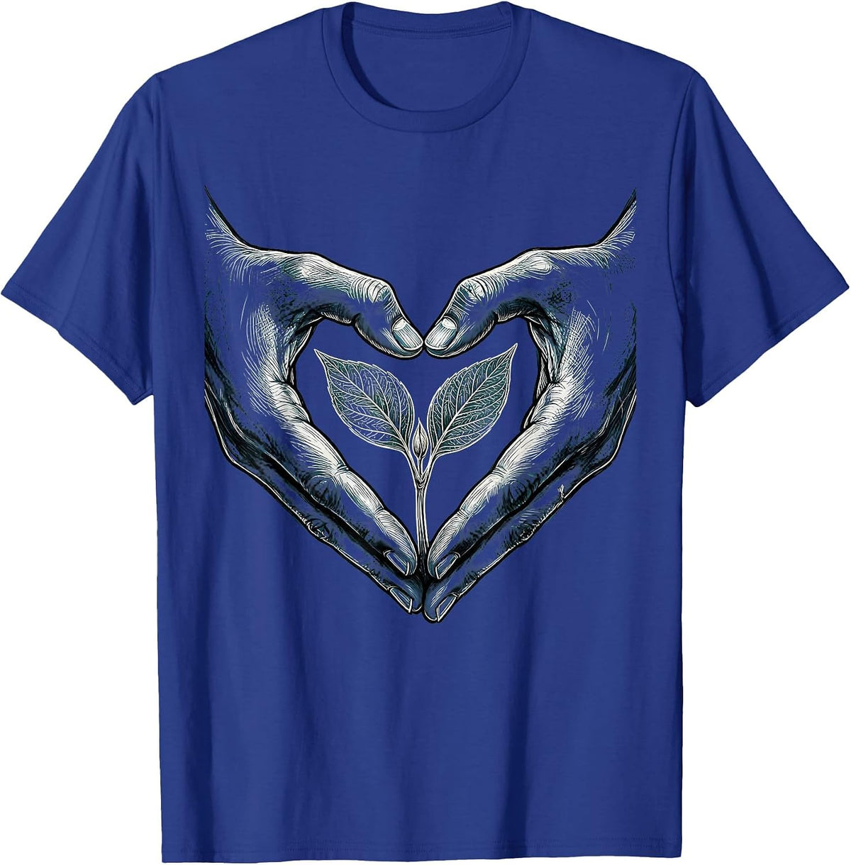 Men's Autism Awareness Hands Heart Seedling Design T-Shirt - Royal Blue