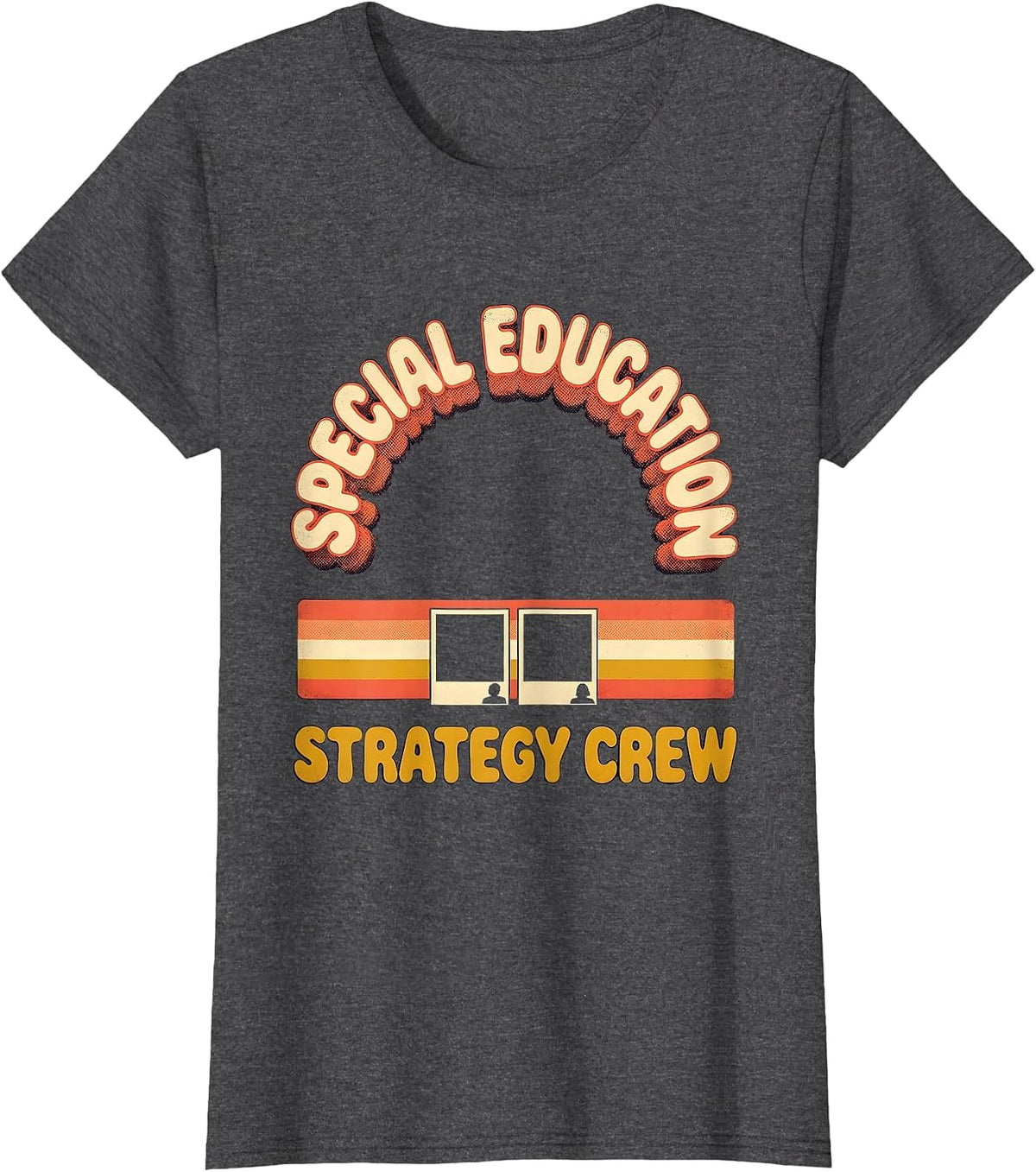 Women's Special Education Strategy Crew Retro SPED Teacher T-Shirt - Dark Heather Grey