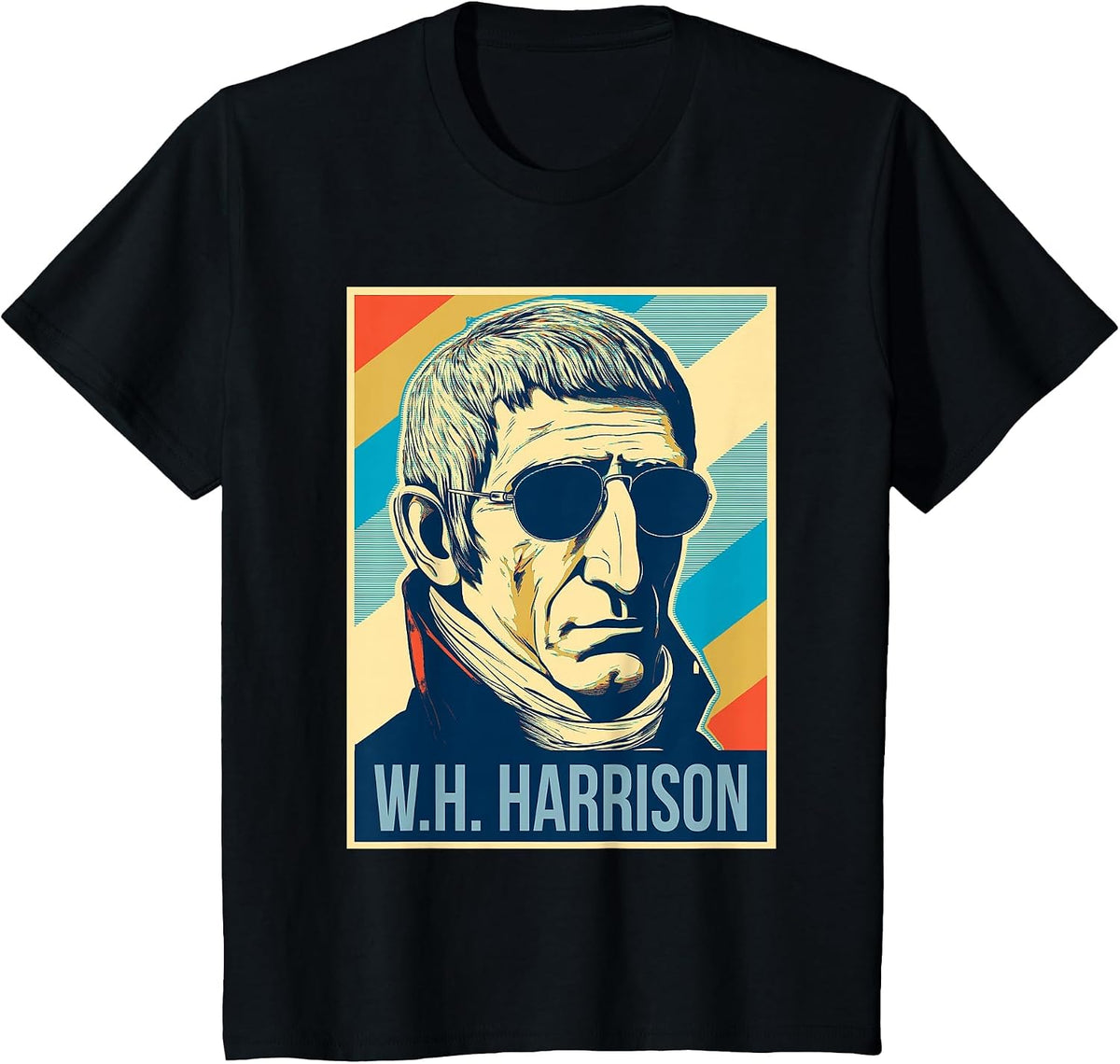 4th of July William Henry Harrison President Retro Patriotic T-Shirt - Black
