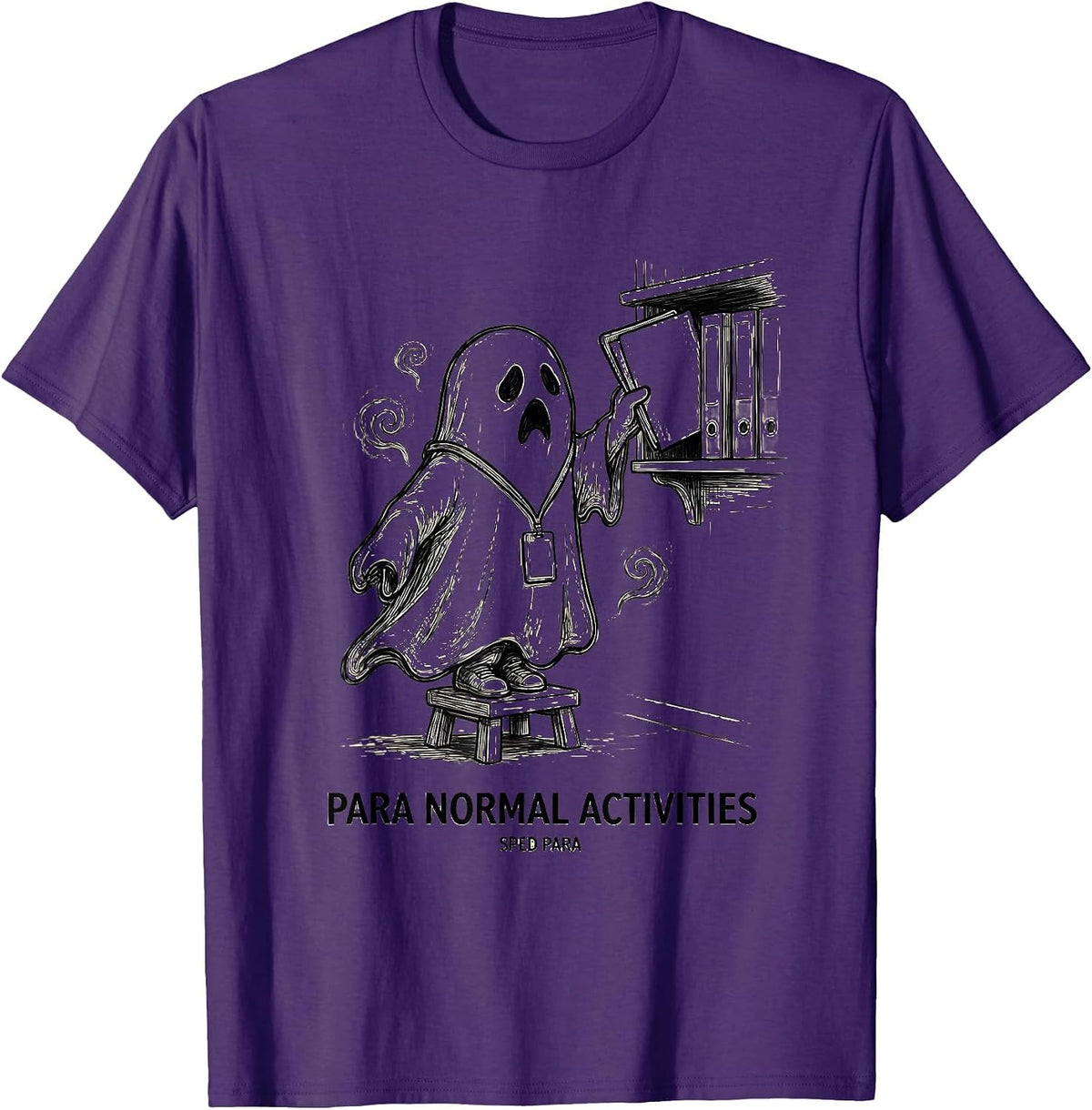 Men's Para Normal Activities SPED Para Ghost Halloween T-Shirt - Purple