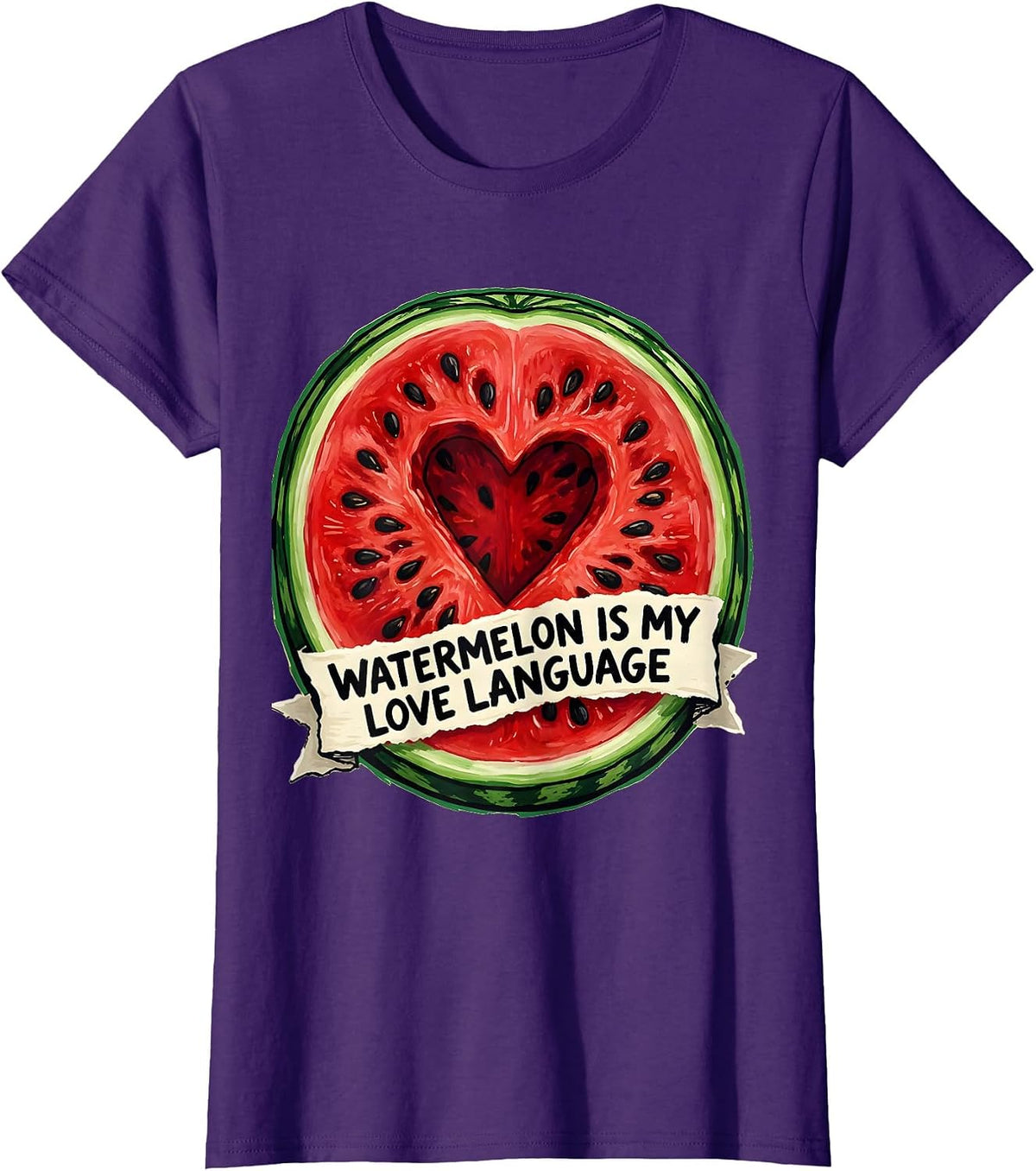 Women's Watermelon Is My Love Language Fruit Design T-Shirt - Purple