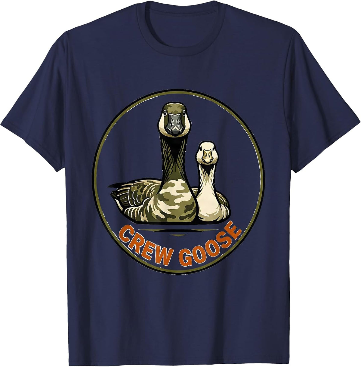 Men's Crew Goose Camo Duck Hunting Youth Humor T-Shirt - Navy Blue