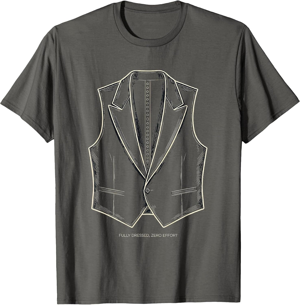 Fully Dressed, Zero Effort Formalwear Halloween Tuxedo T-Shirt - Asphalt Grey