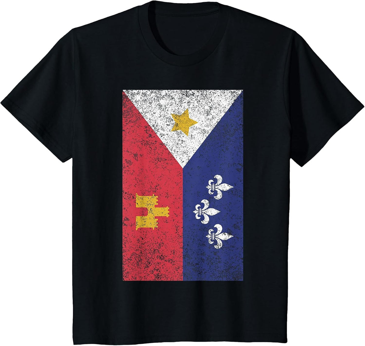 Acadian Flag Retro Cajun T-Shirt T-Shirt - Black