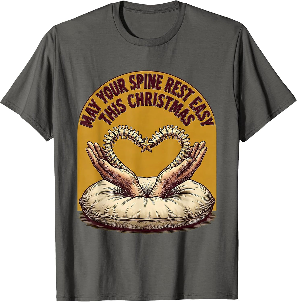 May Your Spine Rest Easy This Christmas Funny Chiropractor T-Shirt - Asphalt Grey