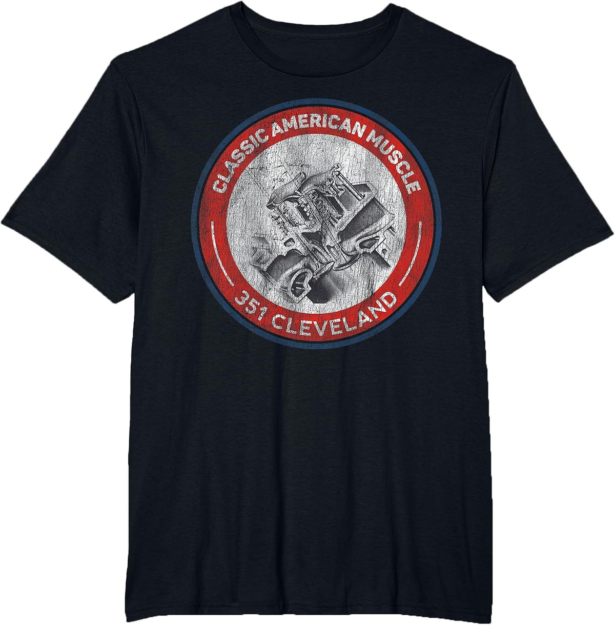 351 Cleveland Canted Valve Musclecar Retro Logo Tshirt T-Shirt - Black