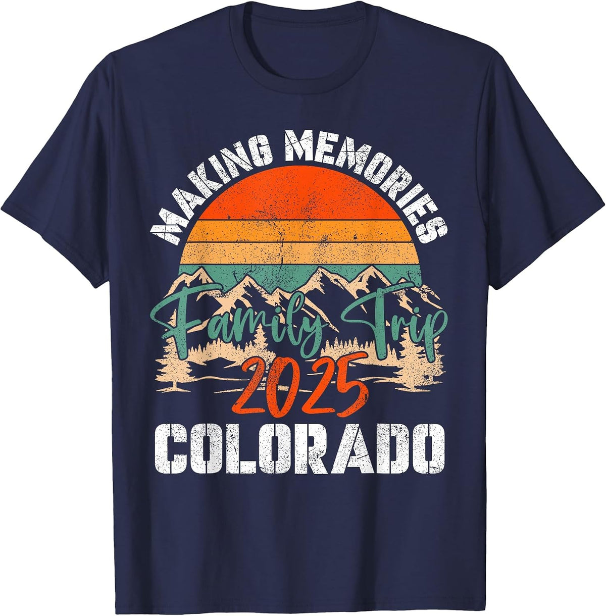 Colorado Family Trip 2025 Mountain Camping Cousin Crew Match T-Shirt - Navy Blue