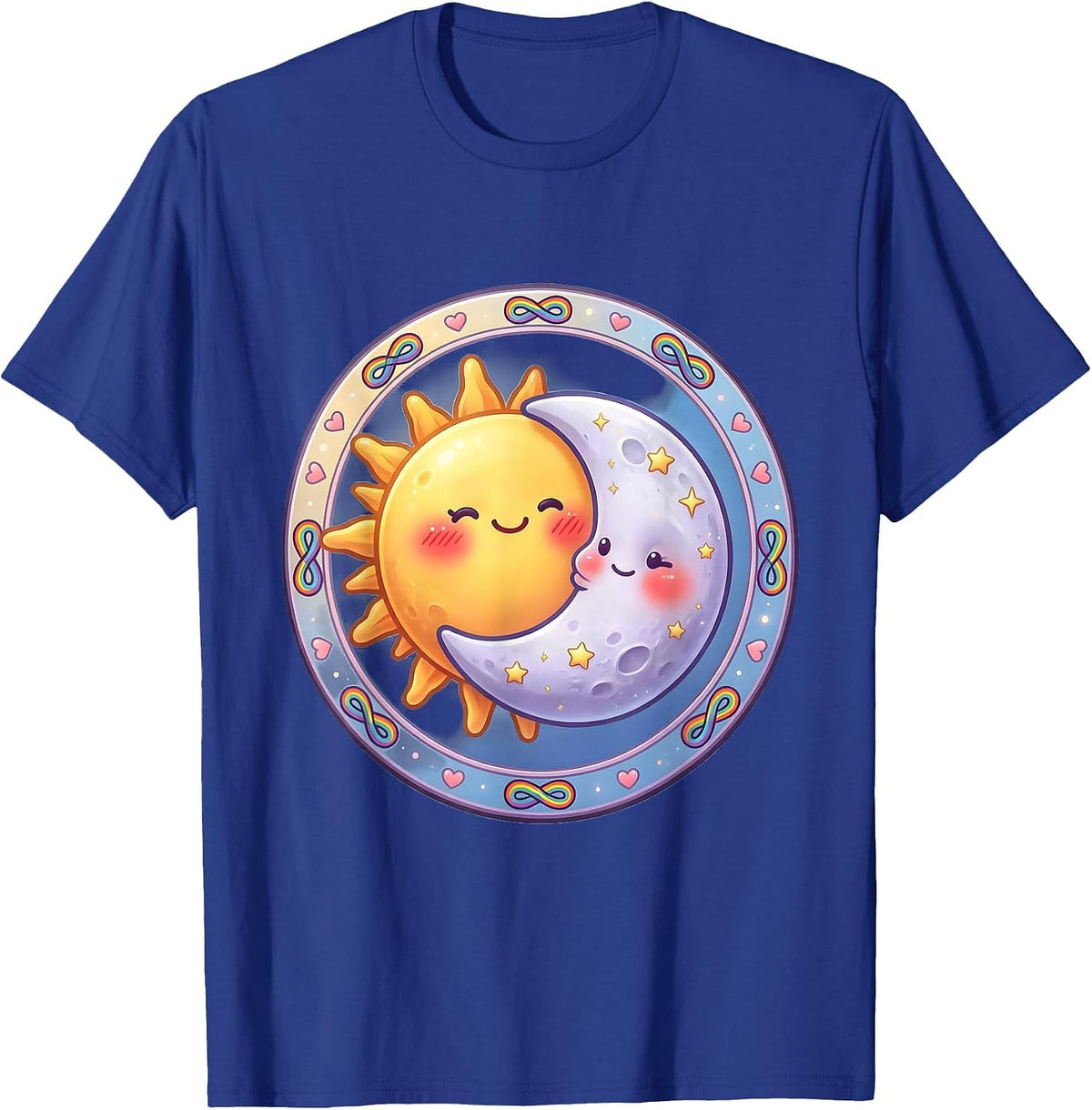 Men's Autism Awareness Sun and Moon Shared Orbit Design T-Shirt - Royal Blue
