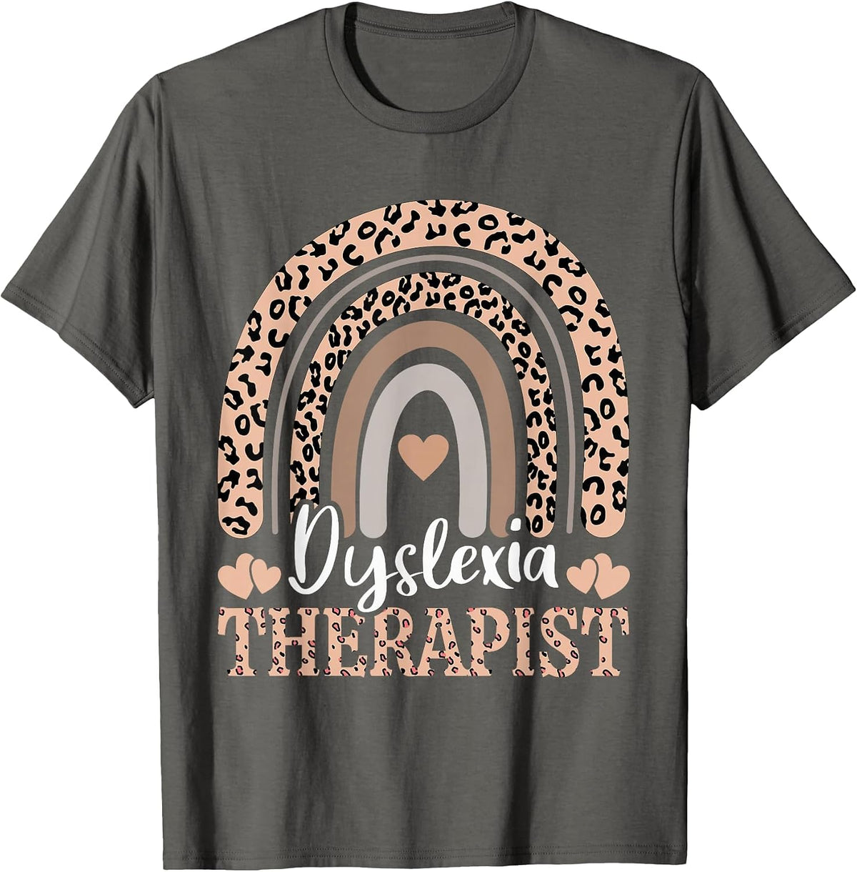 Dyslexia Teacher Therapist Rainbow Back to School Cute T-Shirt - Asphalt Grey