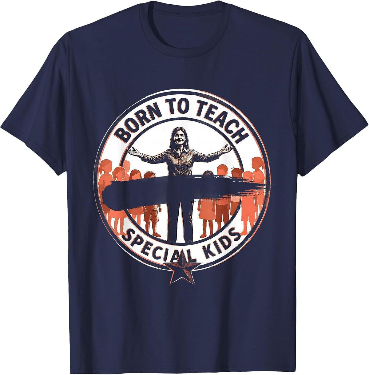 Born to Teach Special Kids Sped Teacher Design T-Shirt - Navy Blue
